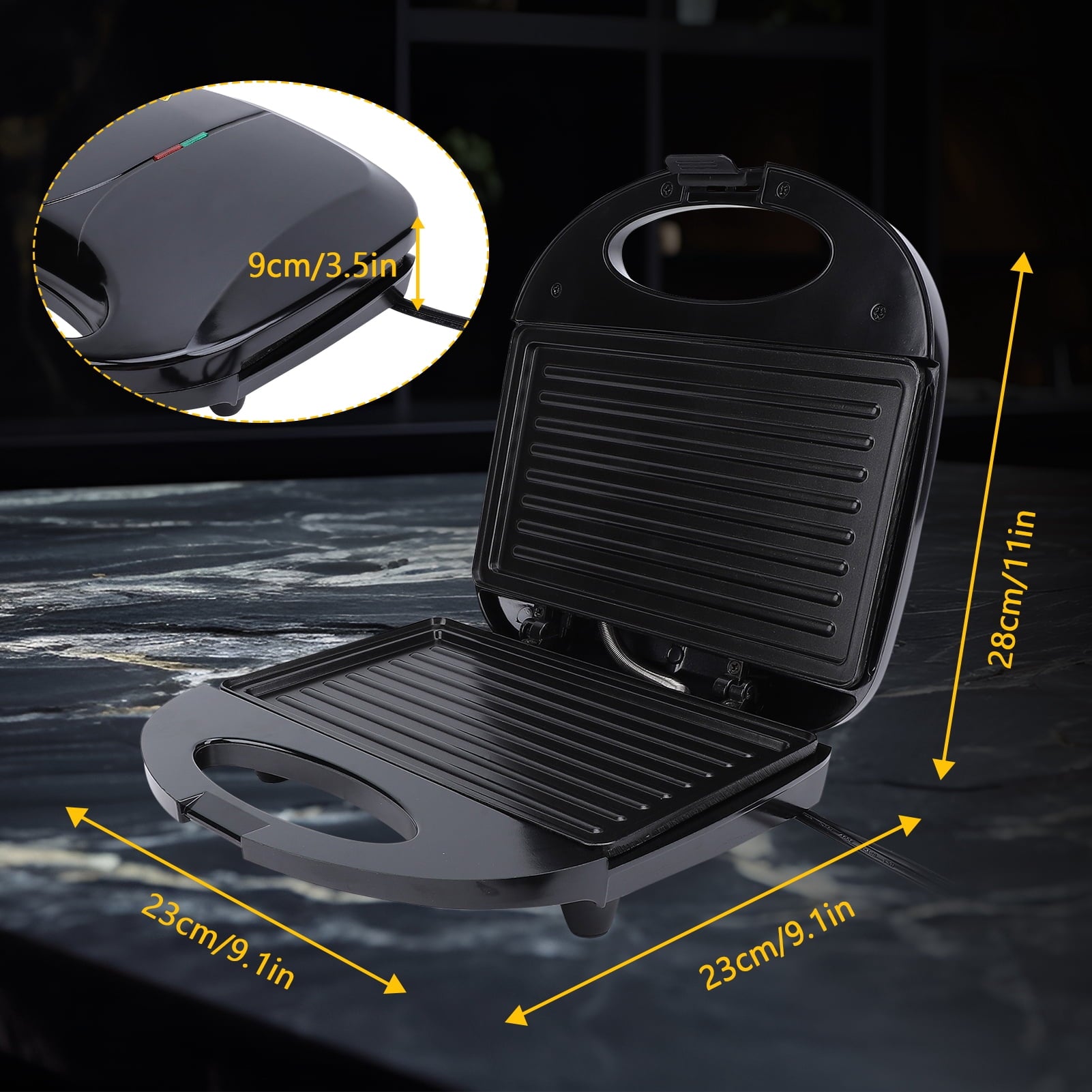 Panini Breakfast Machine Press Grill - 750W Non-Stick Sandwich Press Maker for Sandwich, Burgers, Steak