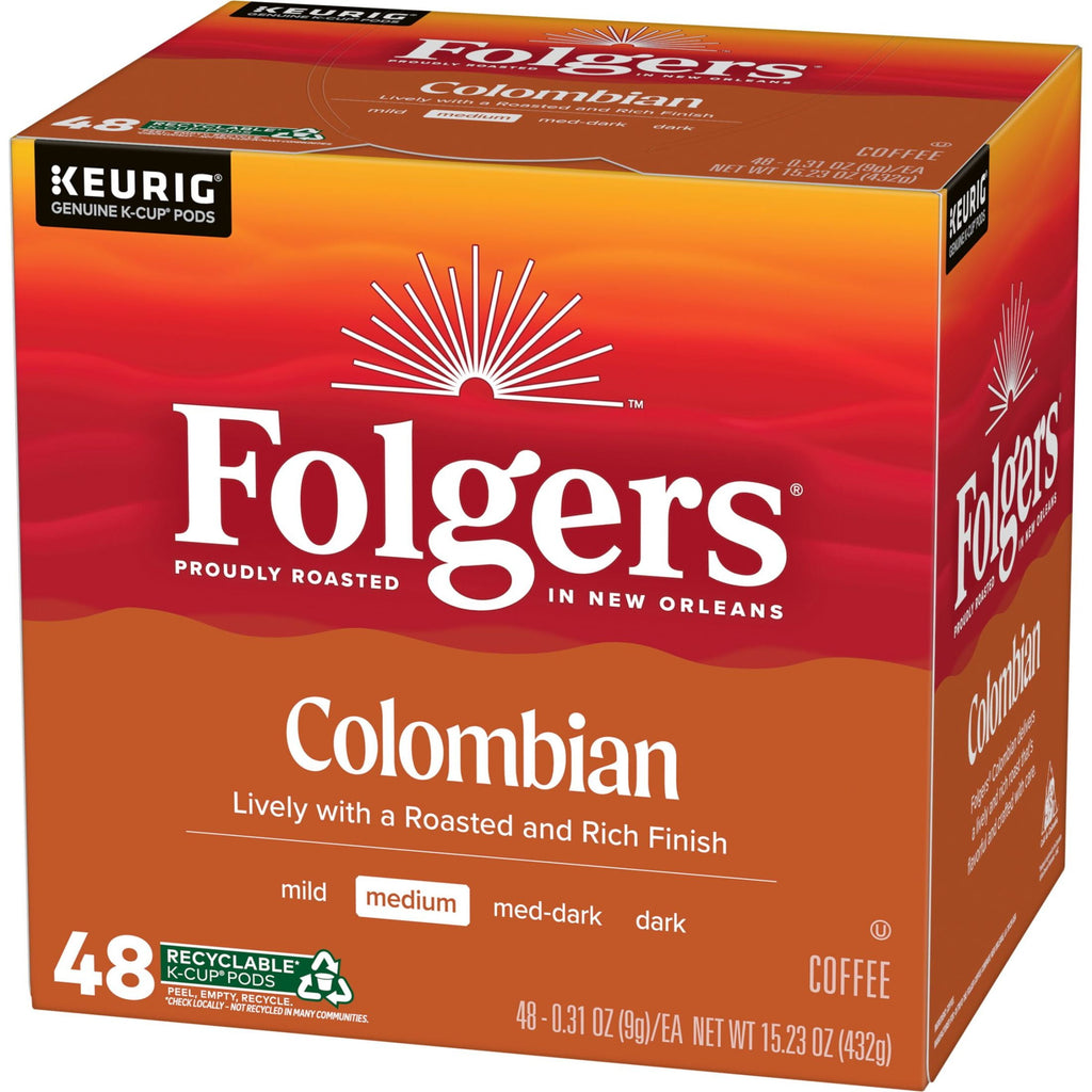 Folgers Colombian Coffee - Medium Roast, Keurig K Cup Pods, 48 count Box