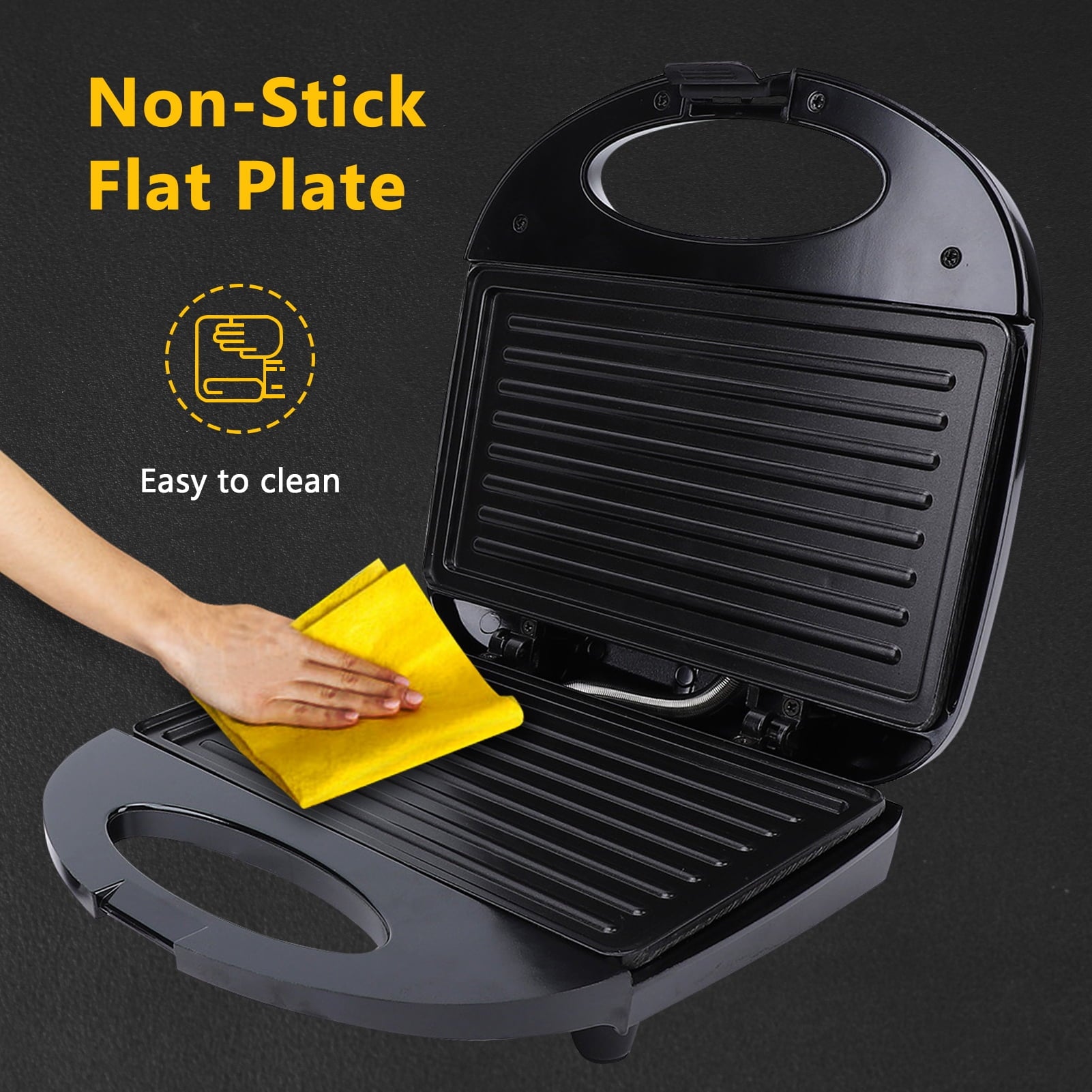 Panini Breakfast Machine Press Grill - 750W Non-Stick Sandwich Press Maker for Sandwich, Burgers, Steak