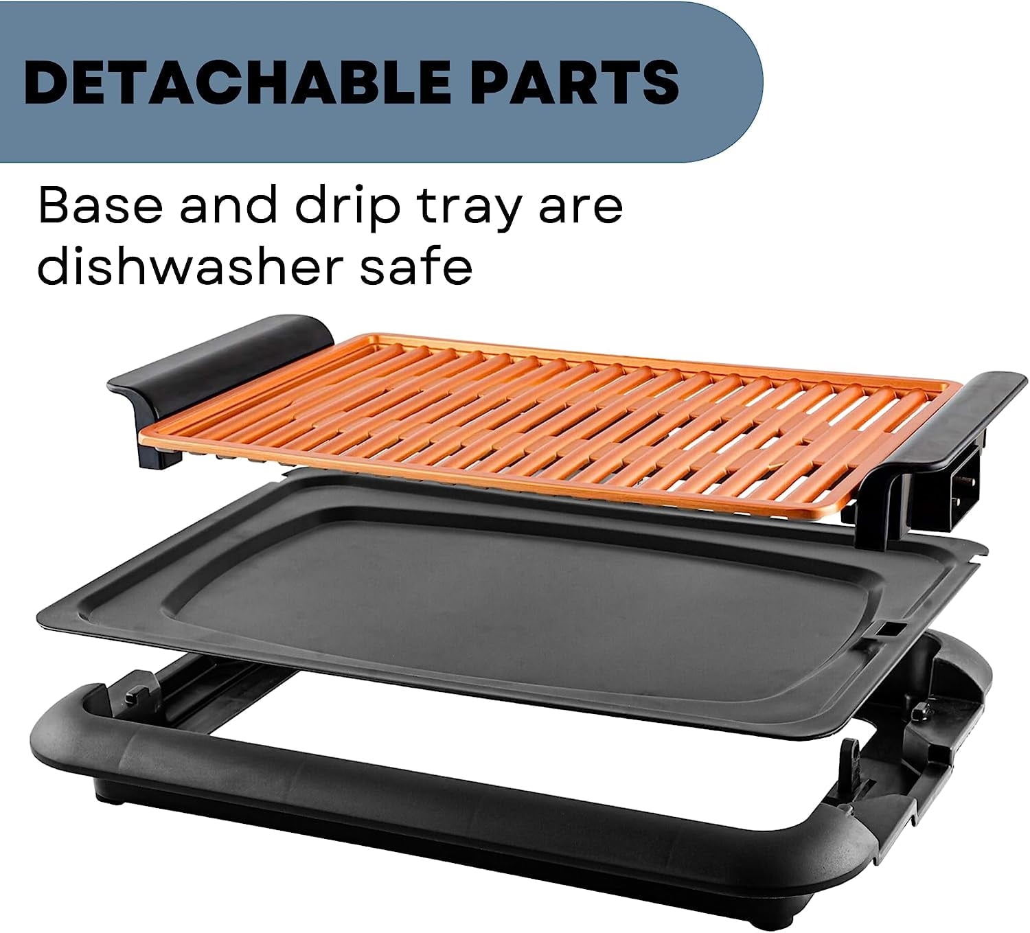 OVENTE Electric Indoor Grill - 15x10 Inch Non-Stick Plate, Copper GD1510NLCO - 1200W Fast Heat Up Power, Adjustable Temperature, Removable and Dishwasher Safe Grilling and Drip Tray