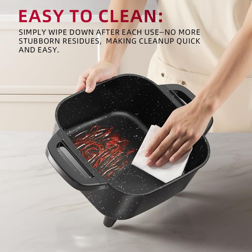 AORAN KITCHEN Electric Frying Pan with Lid - Multifunctional Skillet for Frying, Grilling, Boiling & Cooking, Nonstick, Compact, Easy-to-Clean, Adjustable Temp Control Black