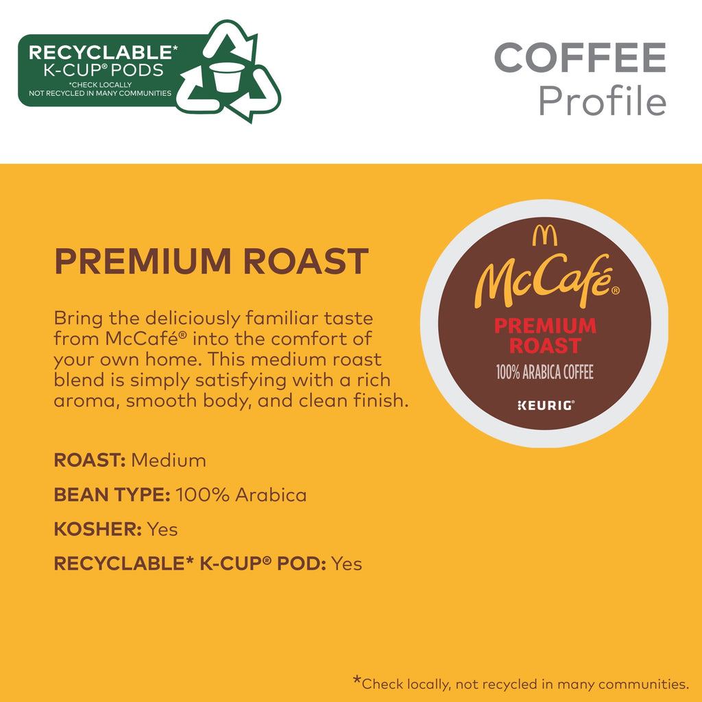 McCafe Premium Roast Coffee K-Cup Coffee Pods - Medium Roast, 24 Count For Keurig Brewers - 4-Pack