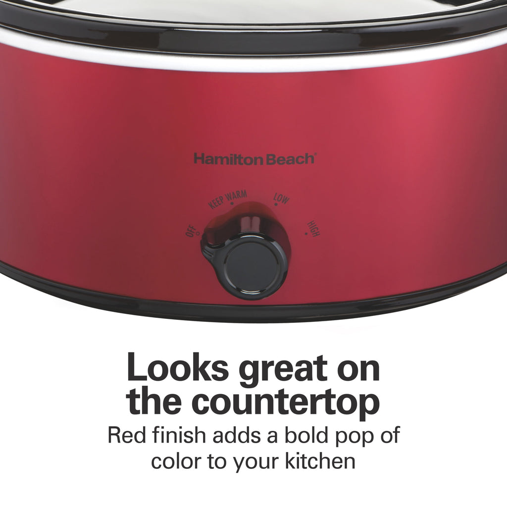 Hamilton Beach 6 Qt Slow Cooker - Stoneware Crock with Removable Pot, Red