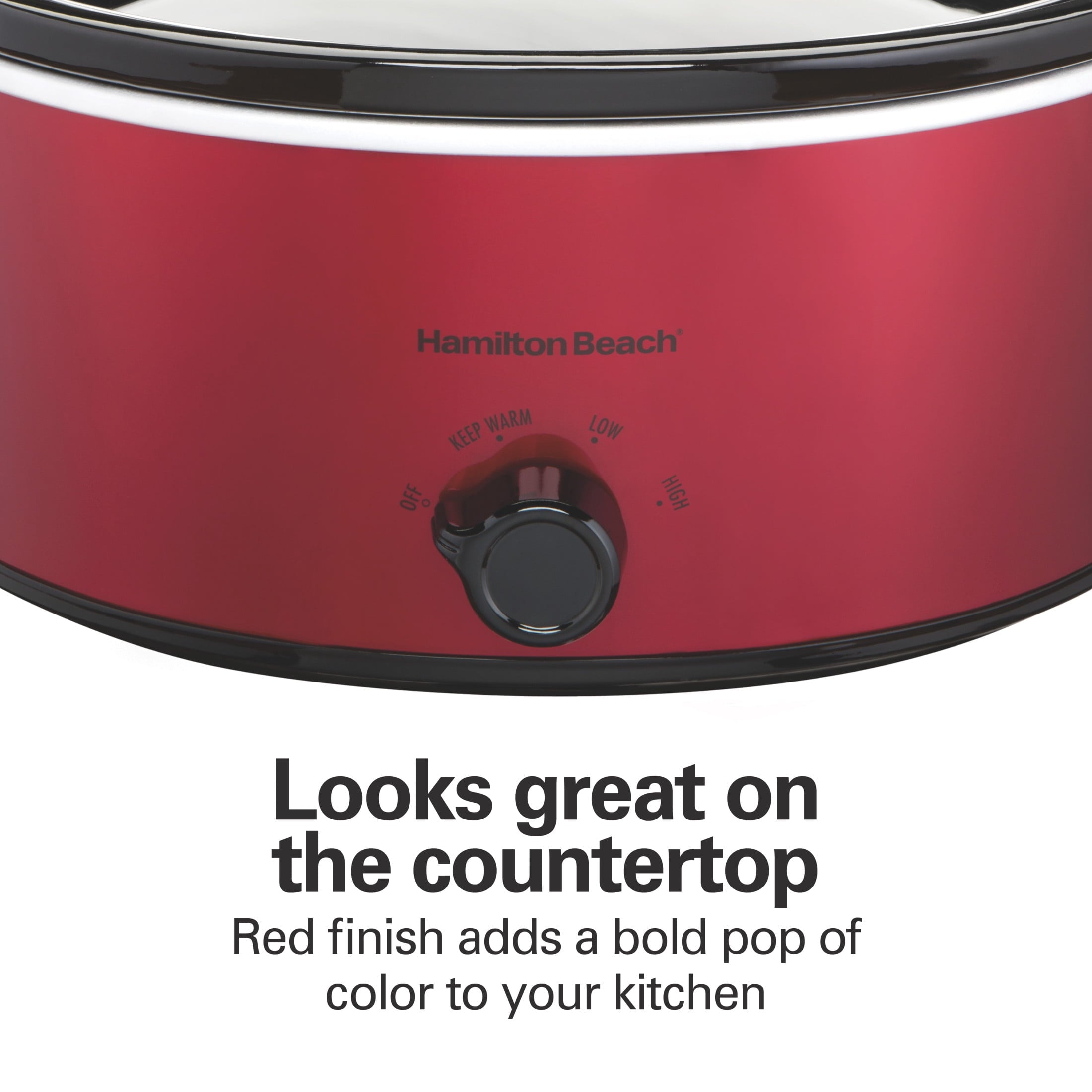 Hamilton Beach 6 Qt Slow Cooker - Stoneware Crock with Removable Pot, Red