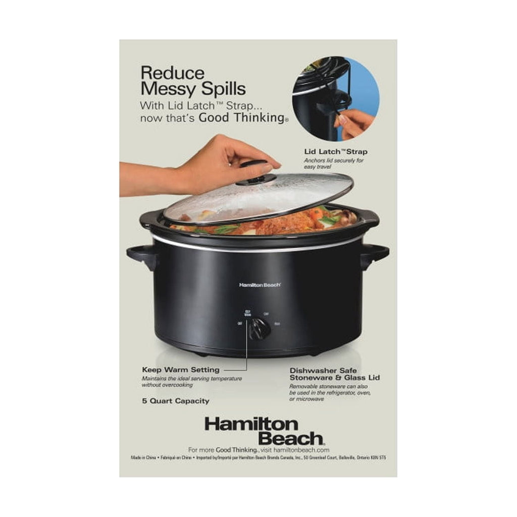 Hamilton Beach 5 Qt Slow Cooker - Stoneware Crock with Removable Pot, Black