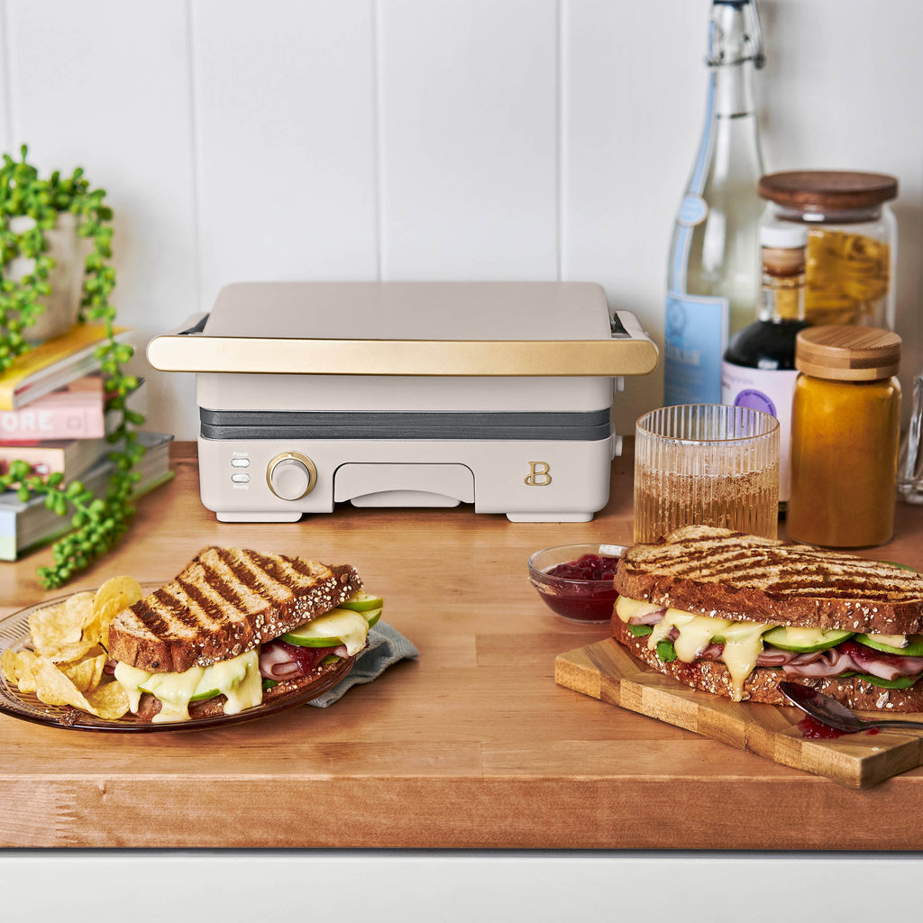 Beautiful 2-in-1 Panini Press & Grill with Detachable Plates - Porcini by Drew Barrymore