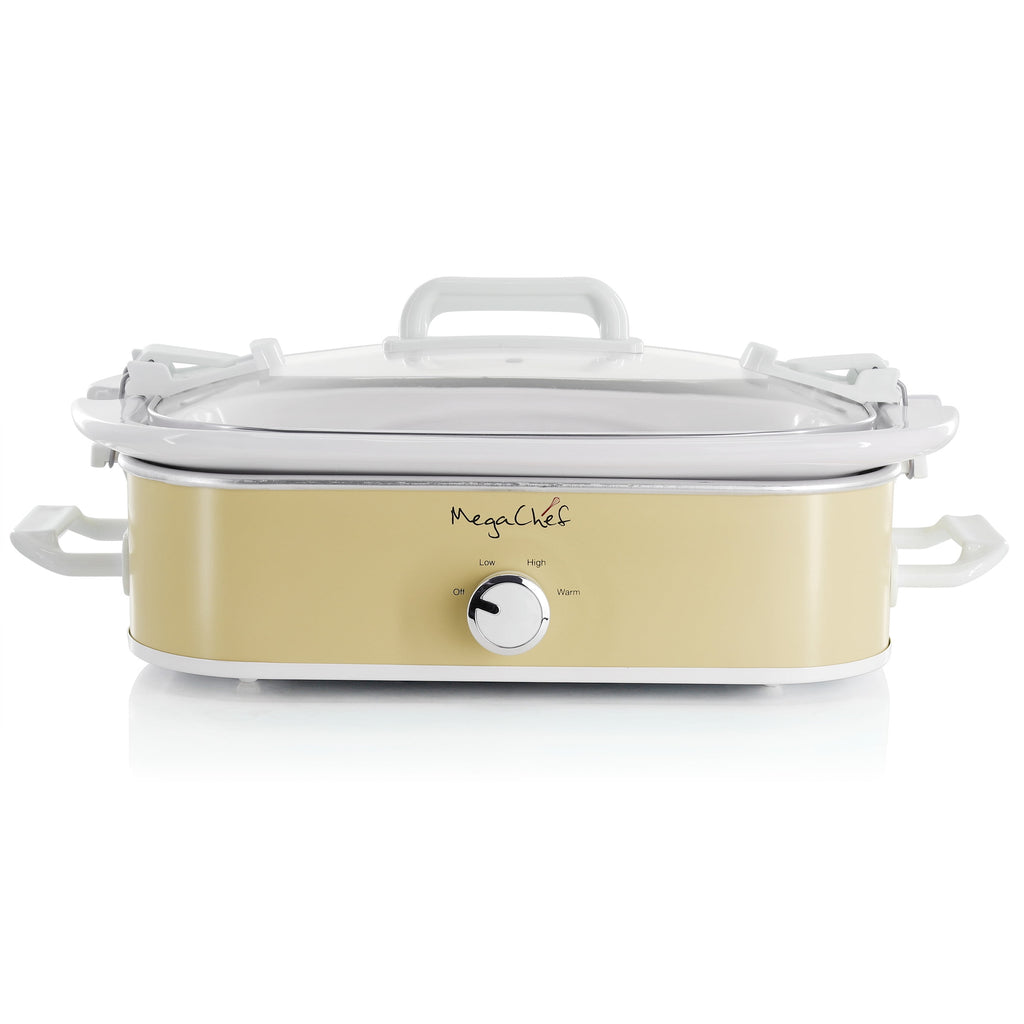 MegaChef 3.5 Quart Casserole Slow Cooker with 3 Temperature Settings (Cream)