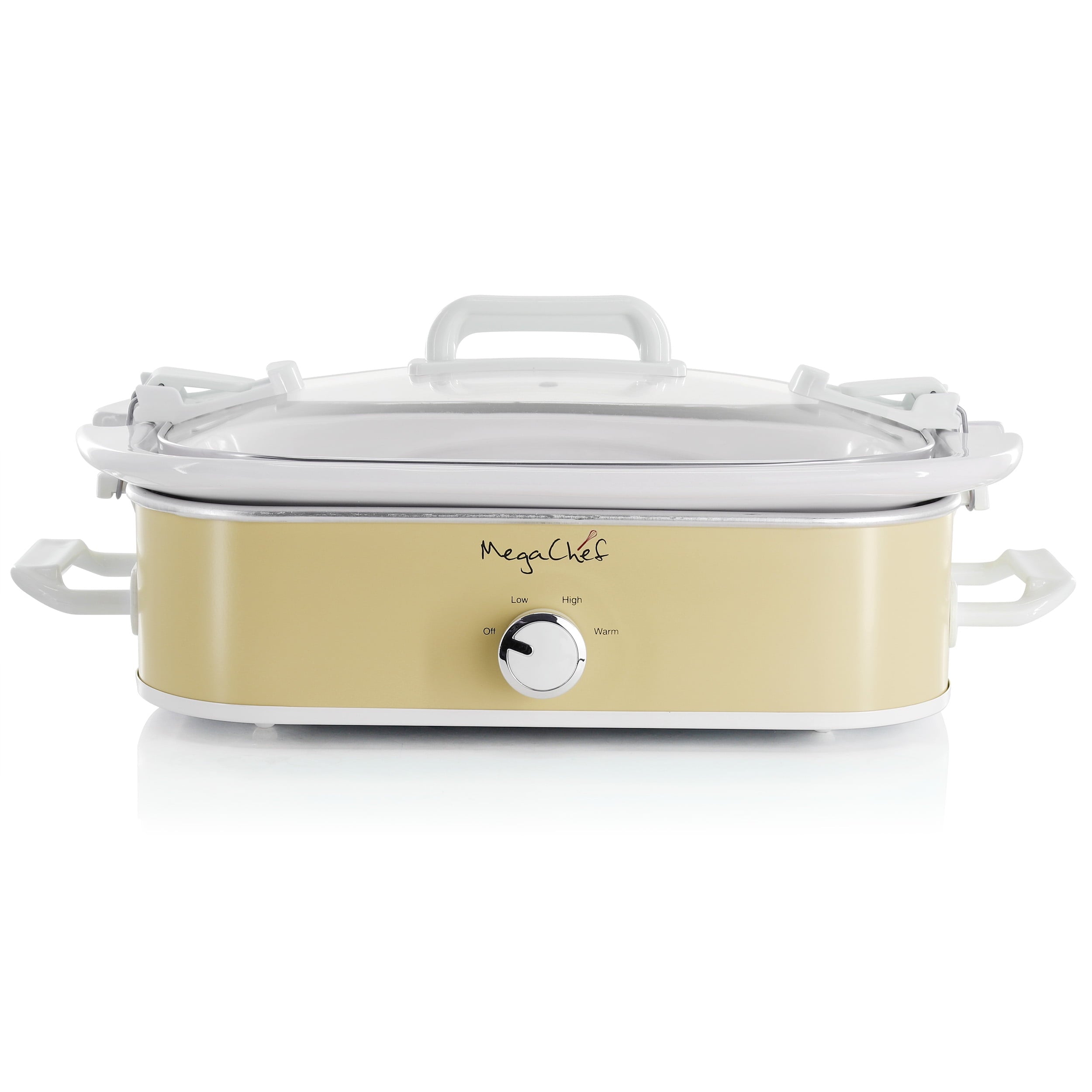 MegaChef 3.5 Quart Casserole Slow Cooker with 3 Temperature Settings (Cream)