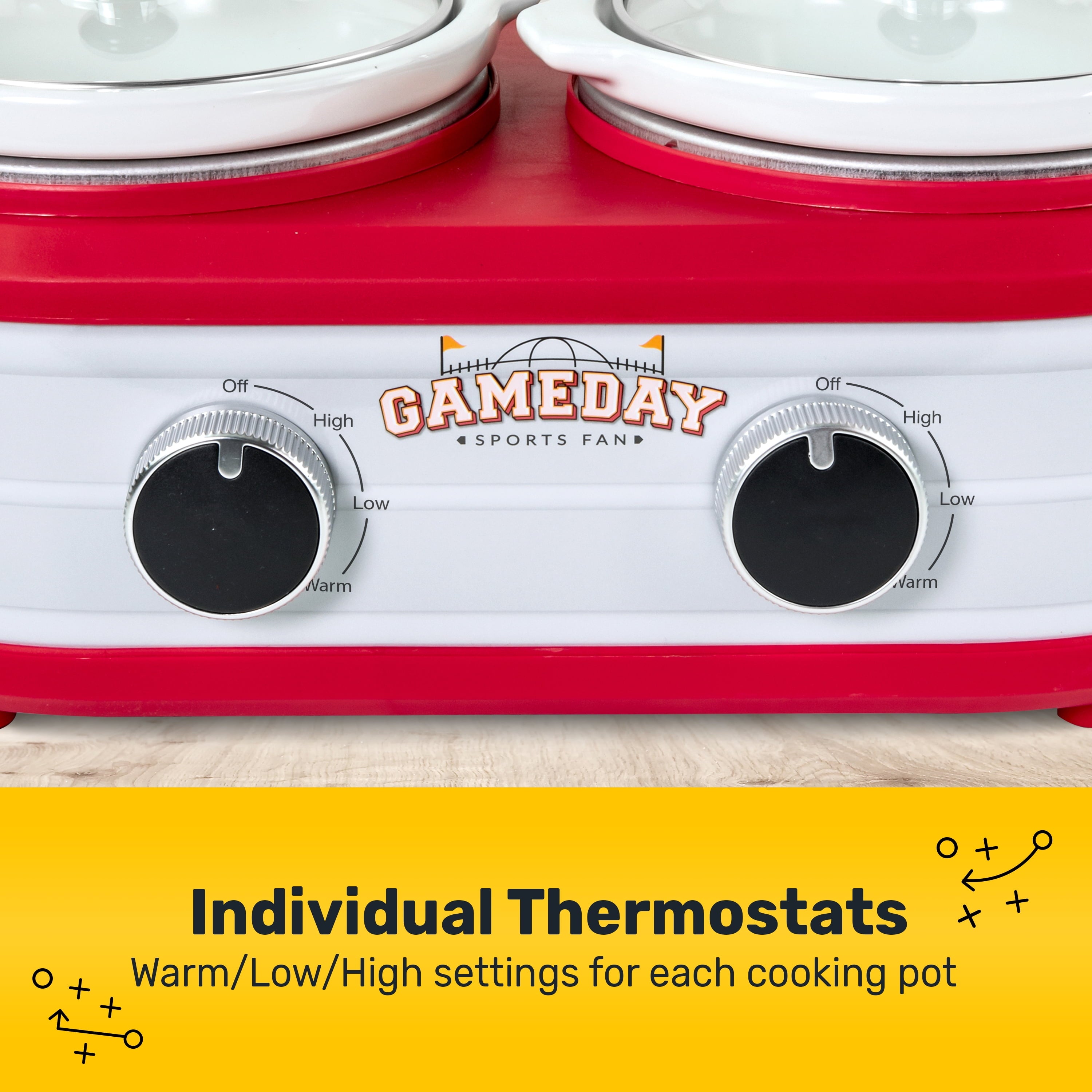 Nostalgia Game Day 2-Qt Ceramic Slow Cooker and Portable Crock Pot with Lid
