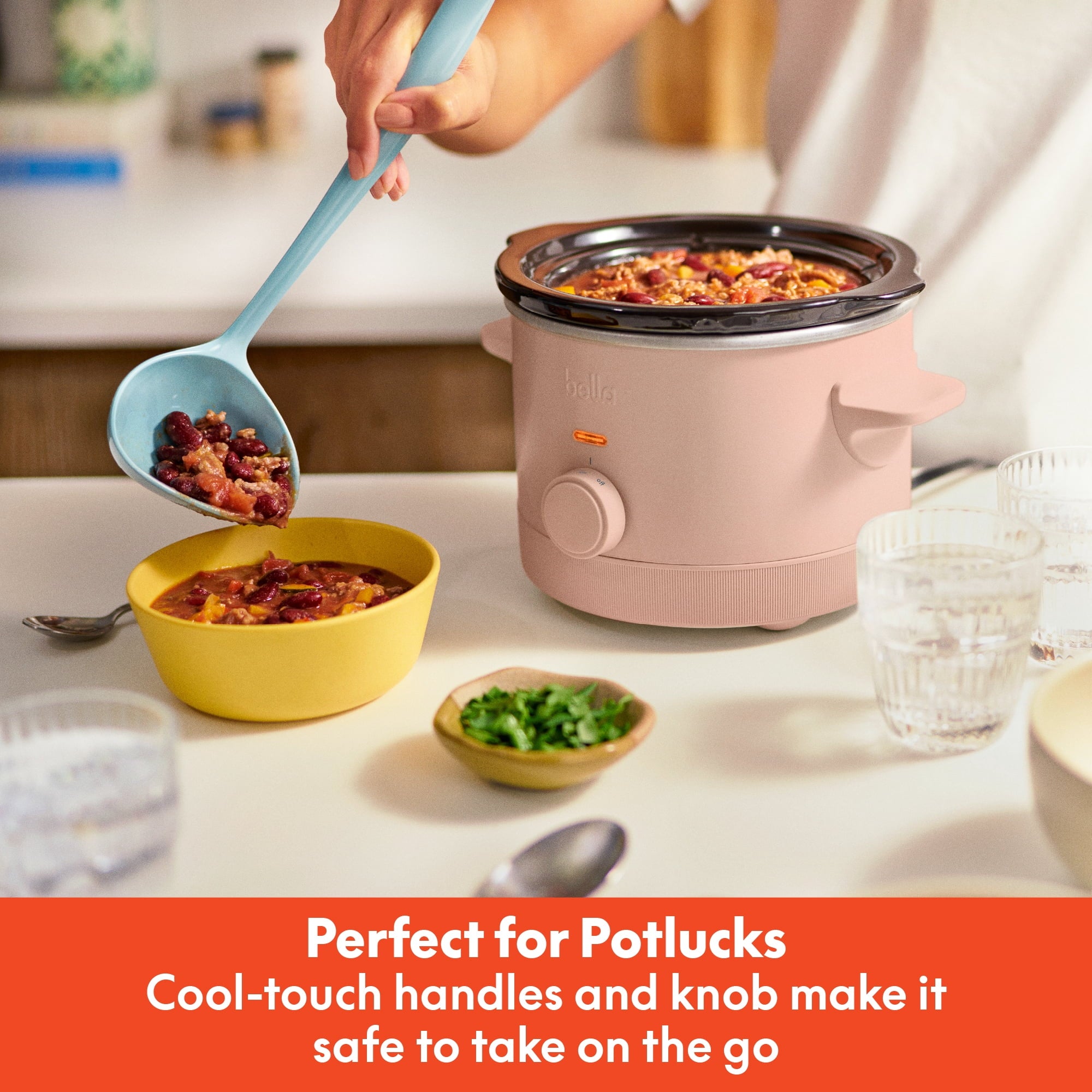 bella 1.5 Qt Manual Slow Cooker with 3 Heat Settings - Ceramic Nonstick Coating, Dishwasher Safe Pot & Tempered Glass Lid, Blossom
