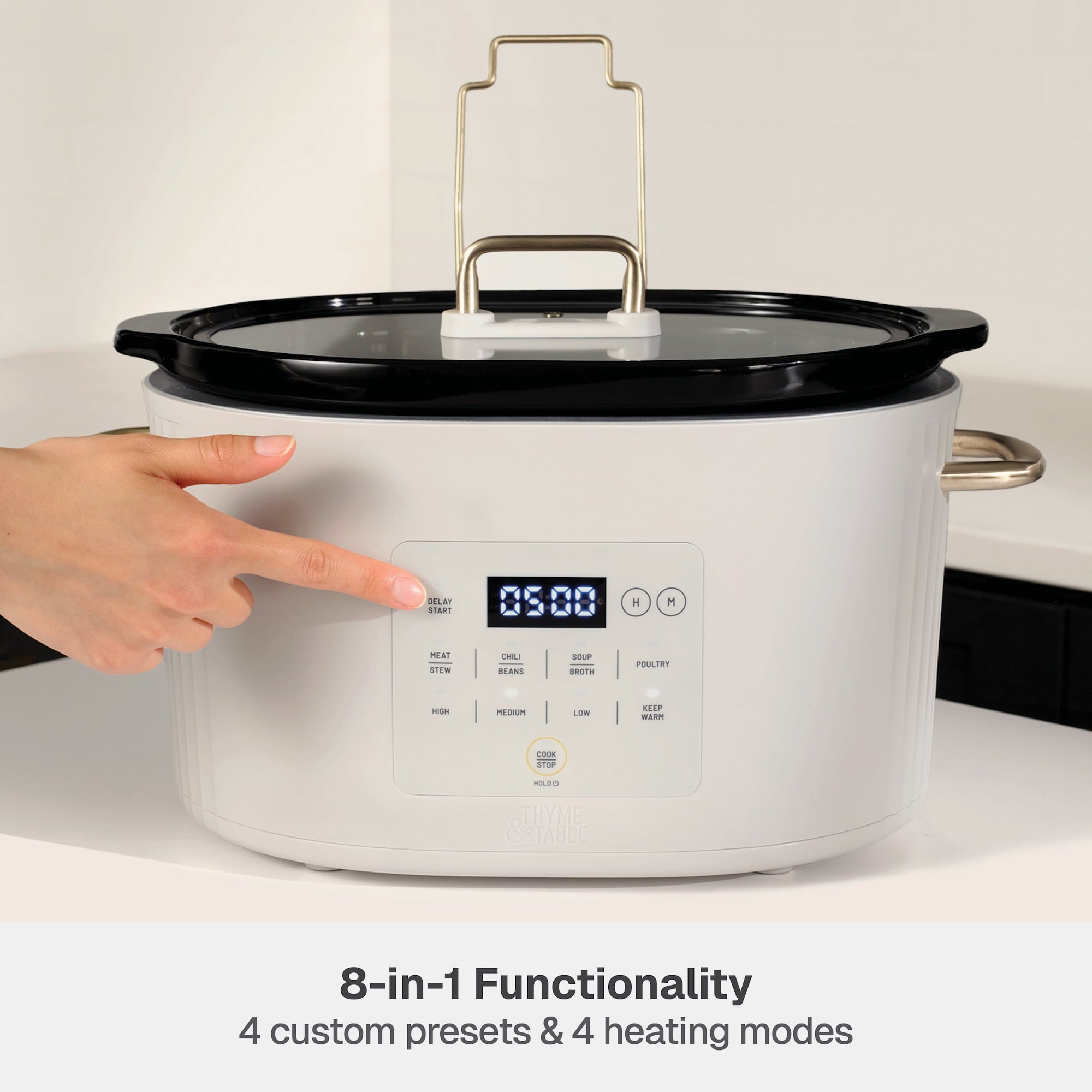 Thyme & Table 6QT Programmable Slow Cooker - Sand White