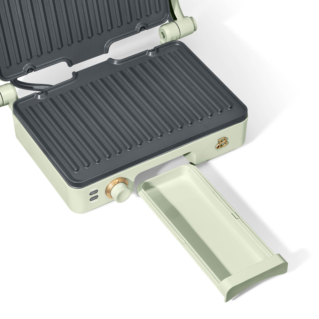Beautiful 2-in-1 Panini Press & Grill with Detachable Plates - Sage Green by Drew Barrymore