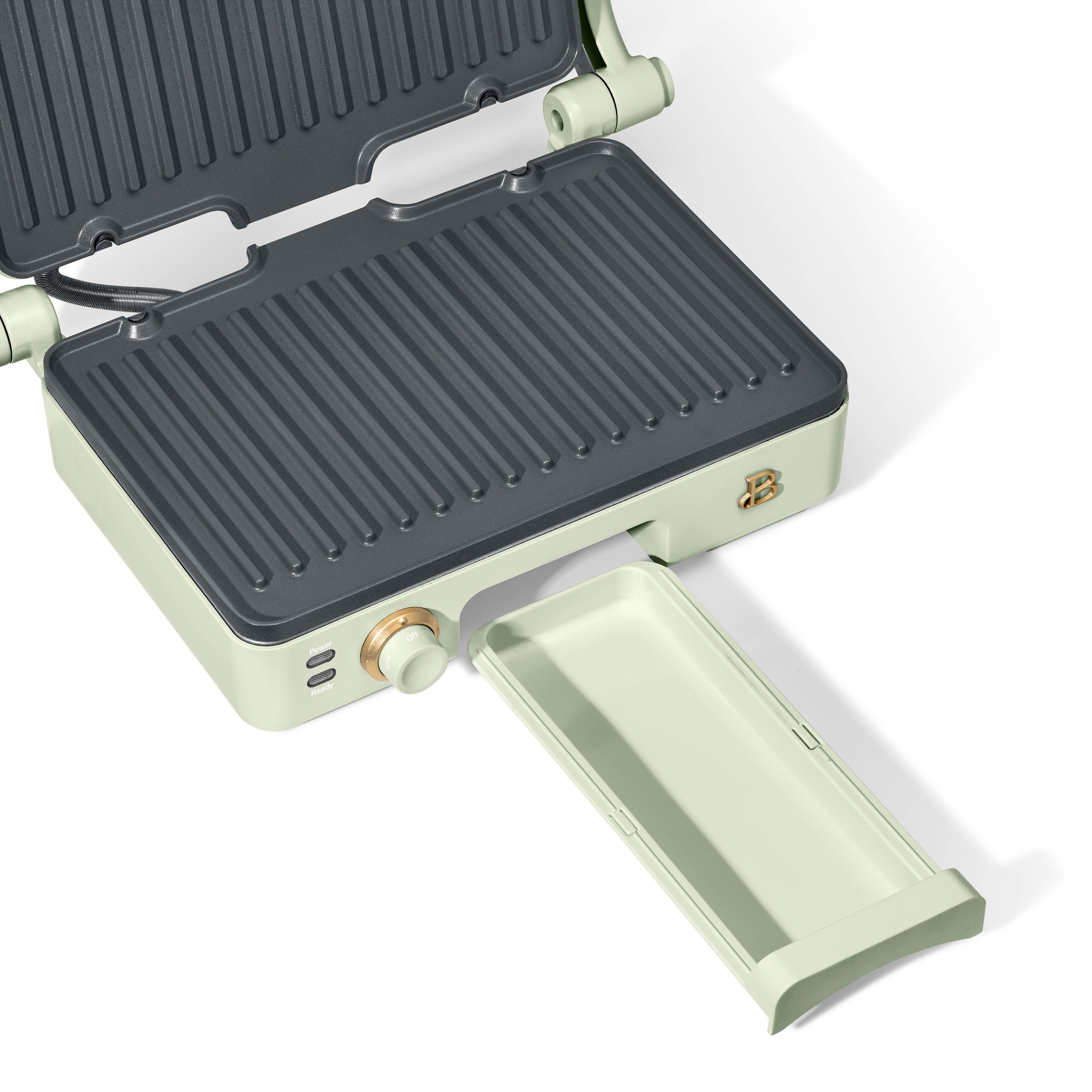 Beautiful 2-in-1 Panini Press & Grill with Detachable Plates - Sage Green by Drew Barrymore