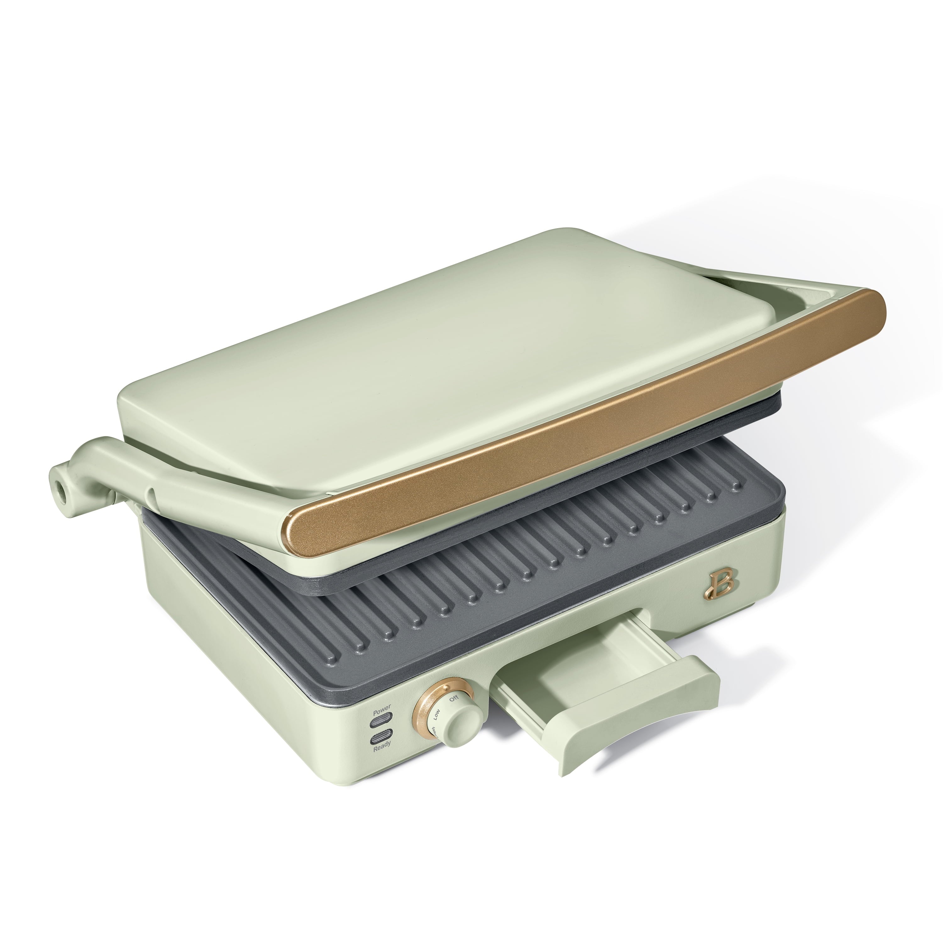 Beautiful 2-in-1 Panini Press & Grill with Detachable Plates - Sage Green by Drew Barrymore