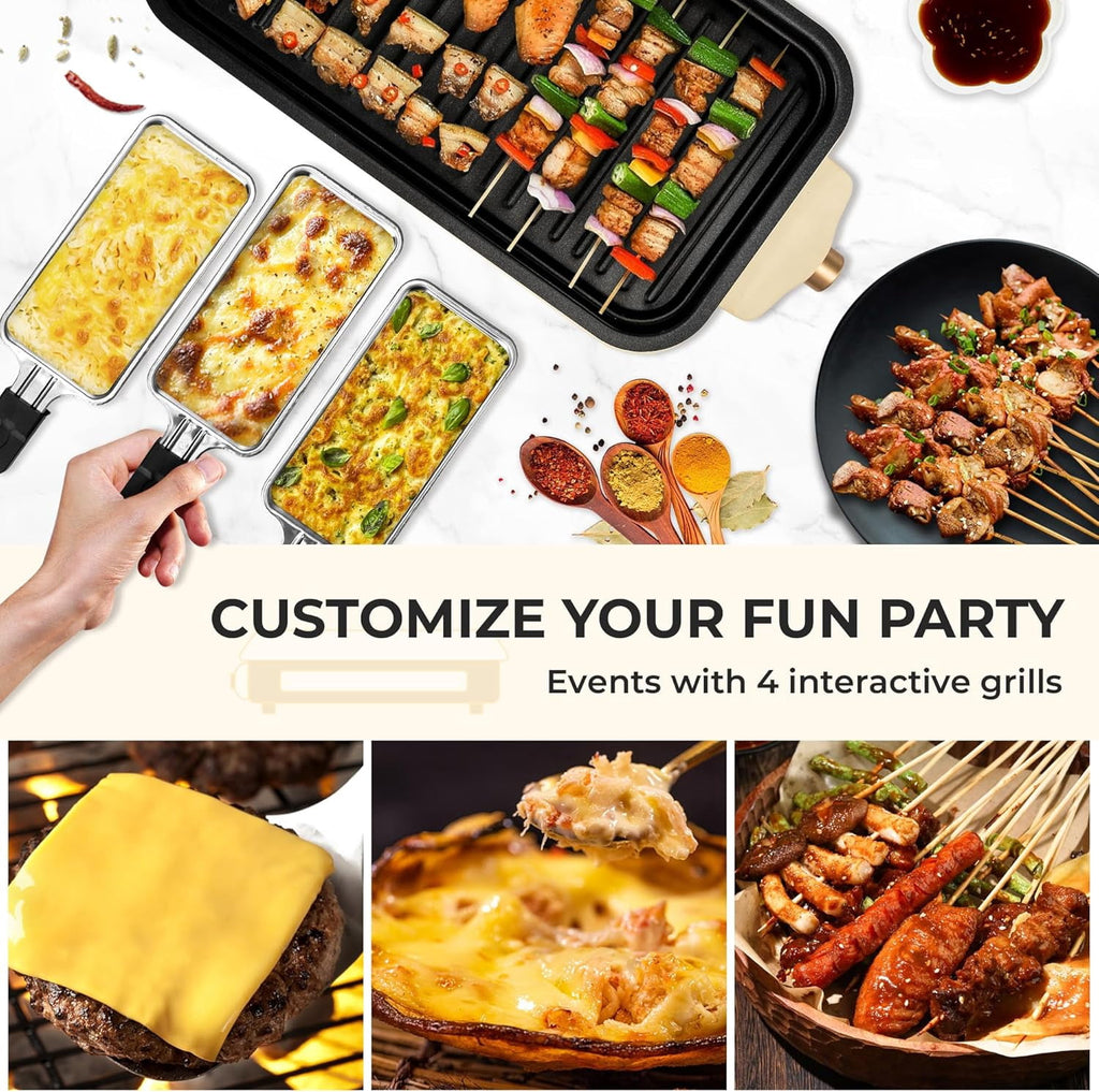 Electric Indoor Grill - 2 in 1 Indoor Grills for Kitchen with Grill Net & Non-Stick Cooking Removable Plate, Temperature Control, Dishwasher Safe, 1500W Smokeless barbecue