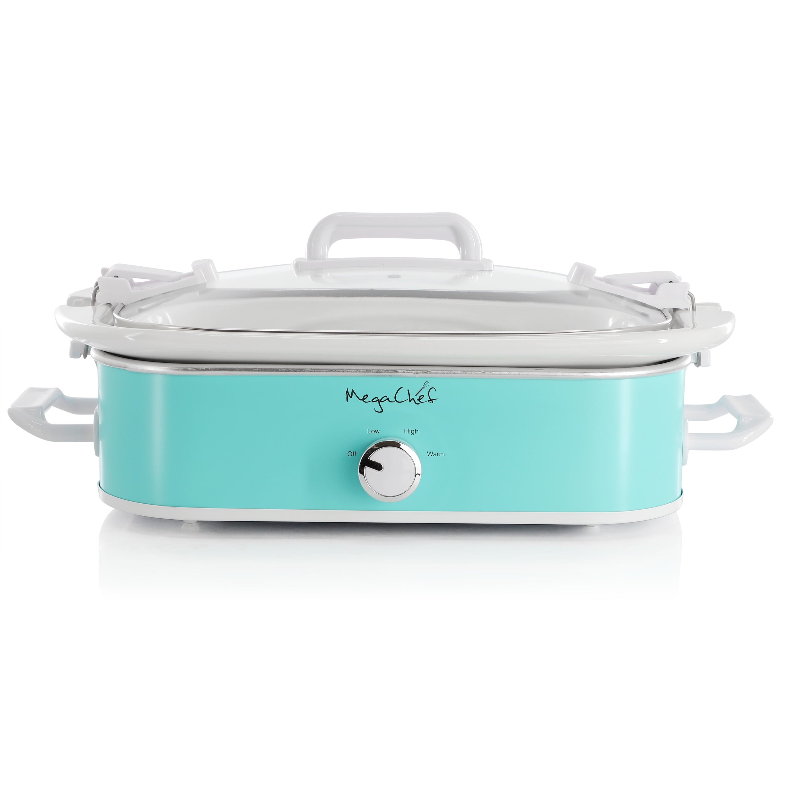 MegaChef 3.5 Quart Casserole Slow Cooker with 3 Temperature Settings (Turquoise)