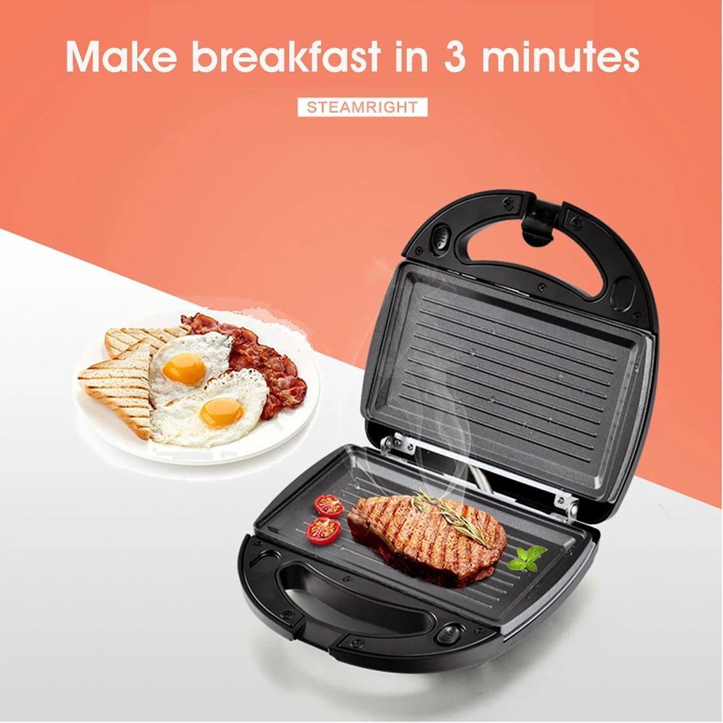 Electric Panini Press Sandwich Maker Indoor Grill - 3-in-1 - Stainless Steel