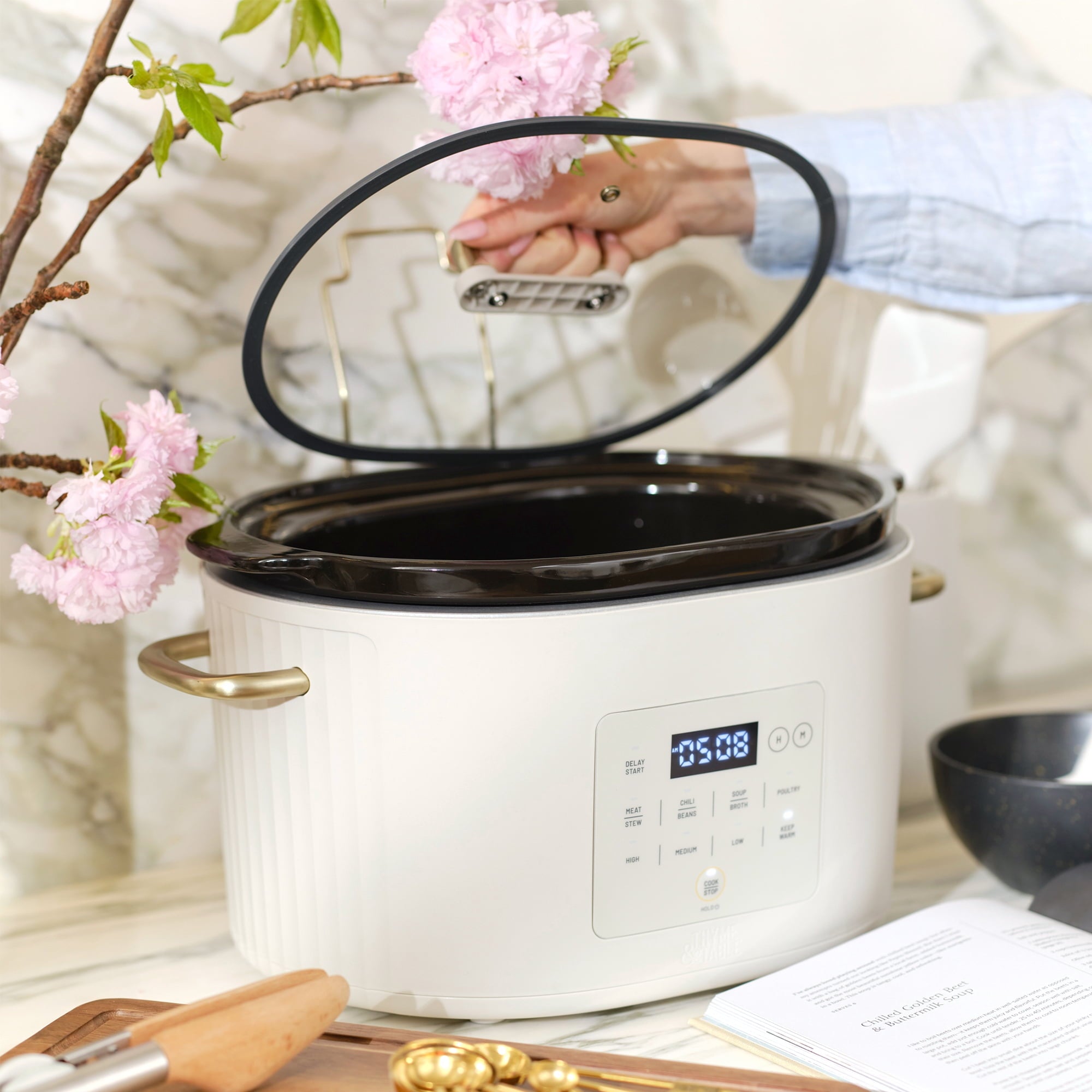 Thyme & Table 6QT Programmable Slow Cooker - Sand White
