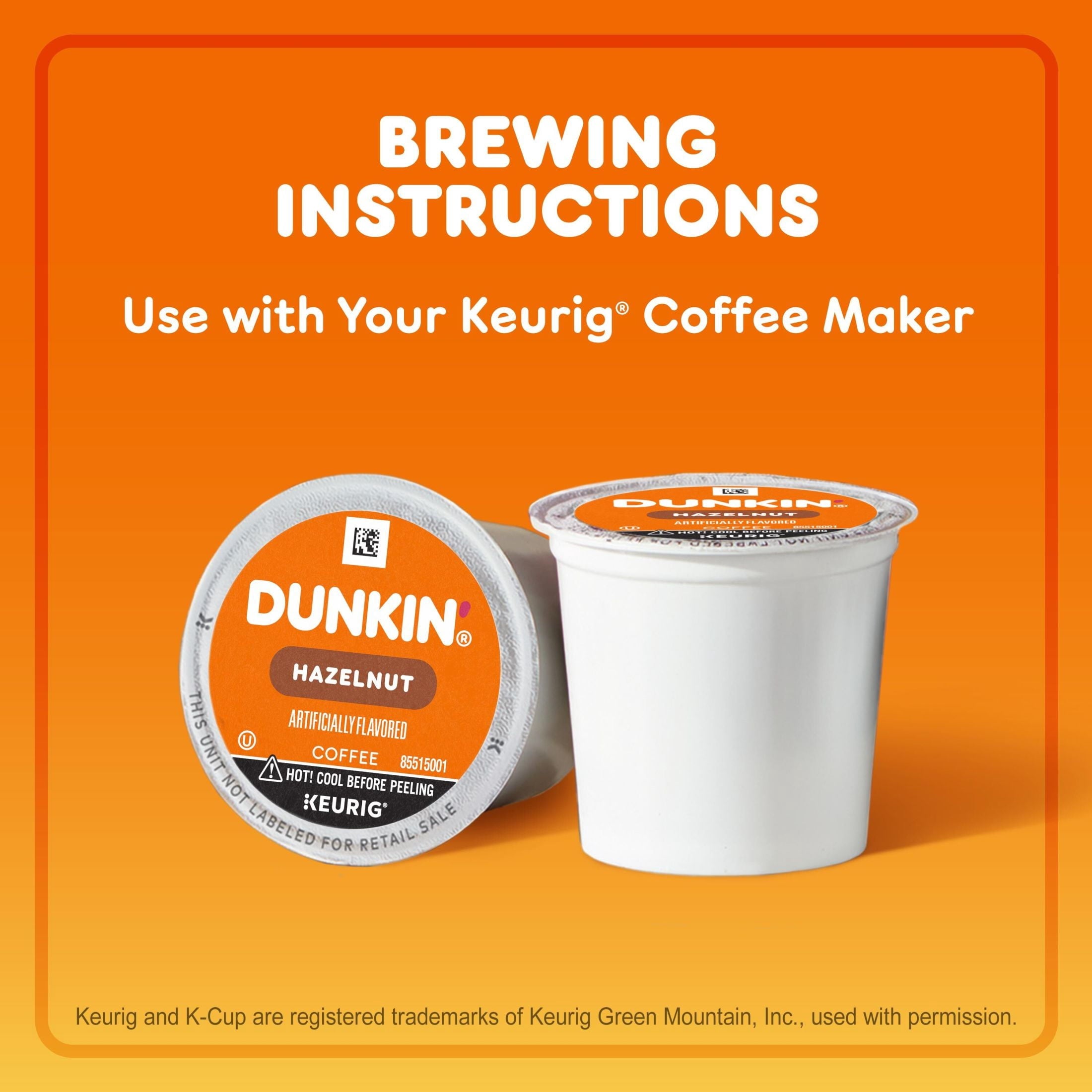 Dunkin’ Hazelnut Artificially Flavored Coffee - Keurig K Cup Pods, 22 Count Box