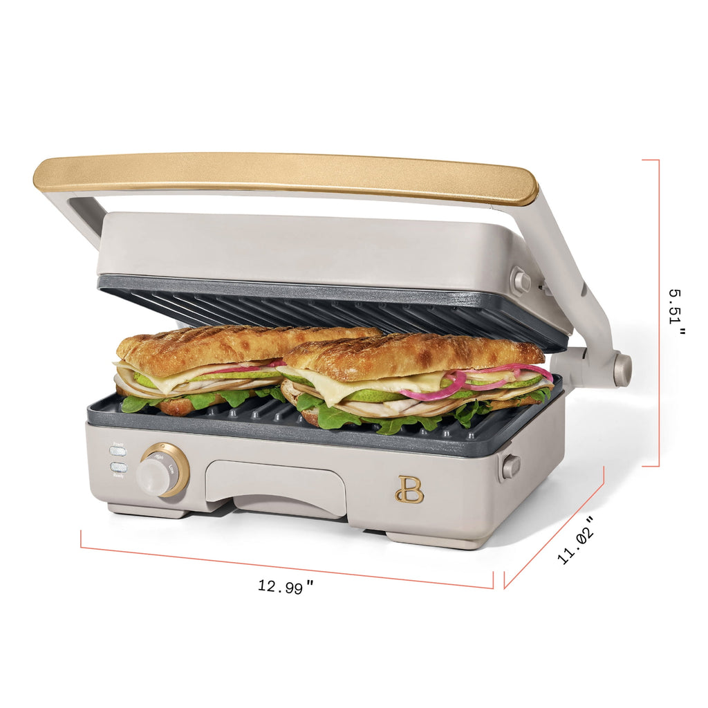 Beautiful 2-in-1 Panini Press & Grill with Detachable Plates - Porcini by Drew Barrymore