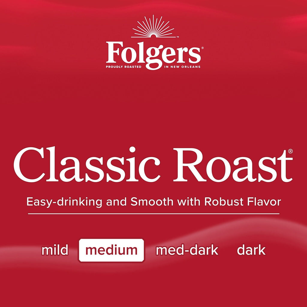 Folgers Classic Roast - Medium Roast Coffee, Keurig K Cup Pods, 60 Count Box
