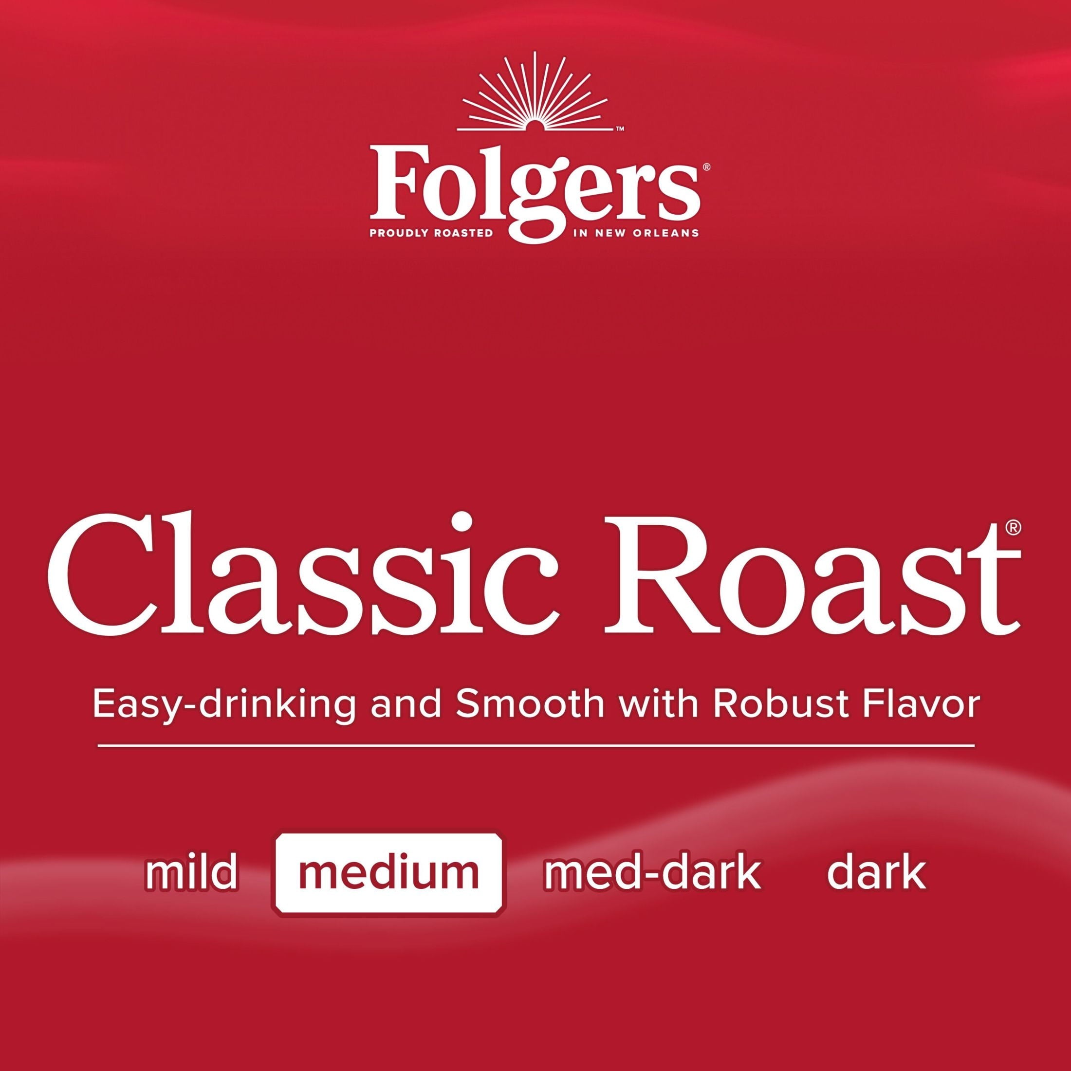 Folgers Classic Roast - Medium Roast Coffee, Keurig K Cup Pods, 60 Count Box
