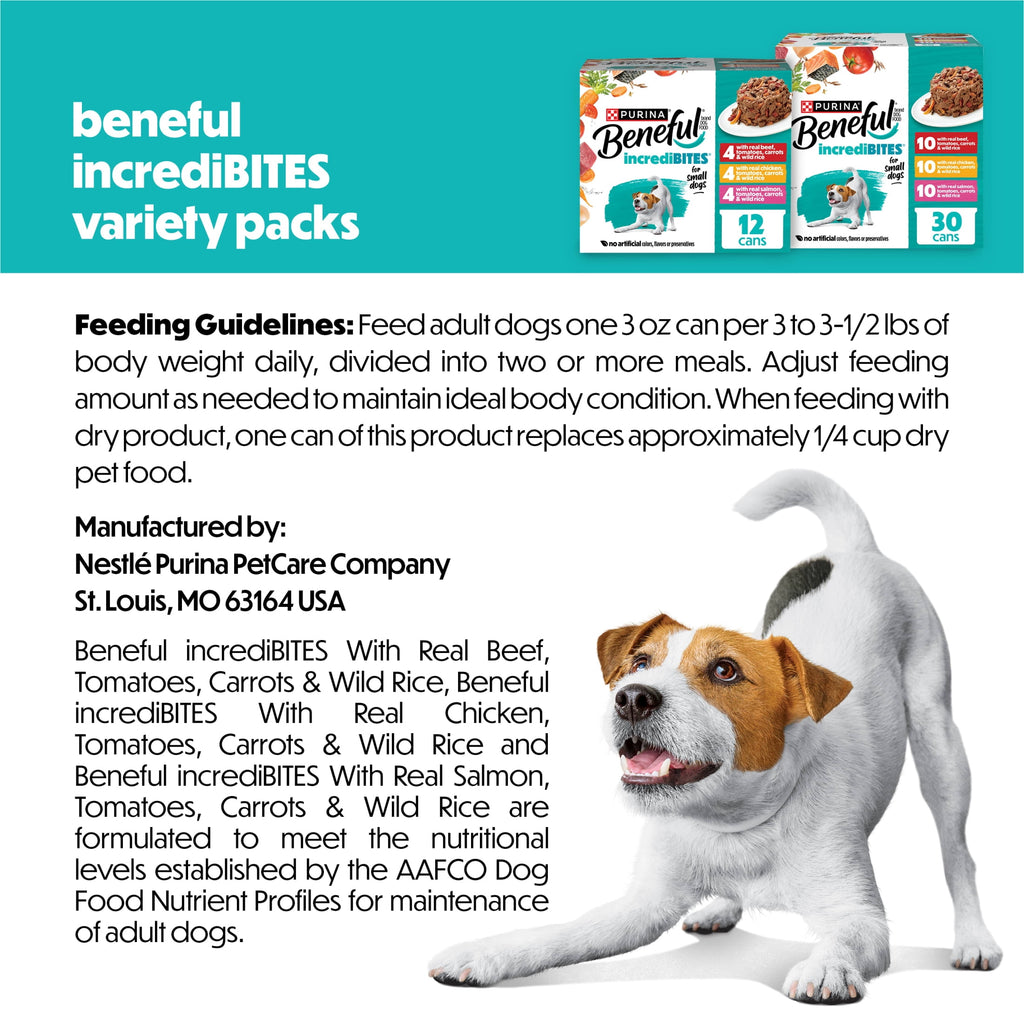 Purina Beneful Small Breed Wet Dog Food Variety Pack - IncrediBites With Real Beef, Chicken and Salmon, 3 oz.