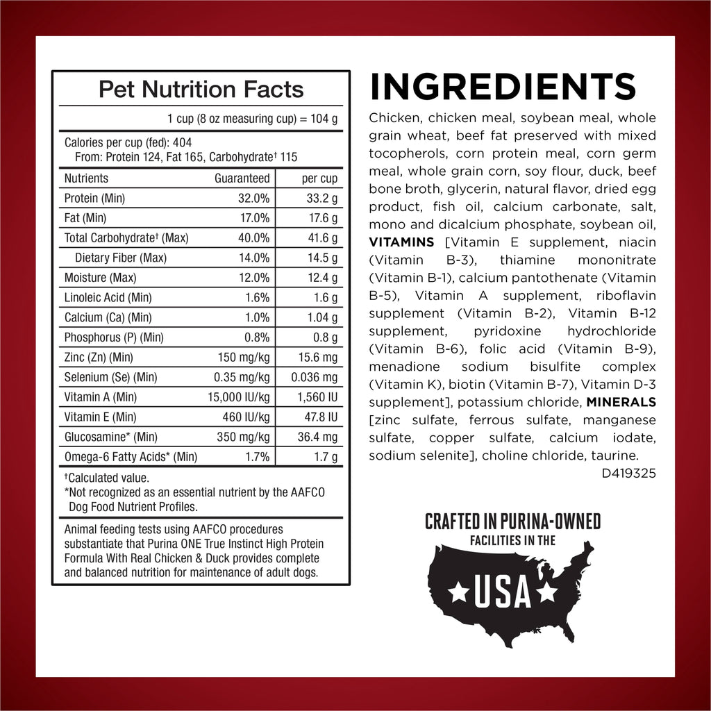 Purina ONE True Instinct High Protein Dog Food Formula with Real Chicken and Duck Natural with Added Vitamins and Minerals Dog Food - 3.8 lb.