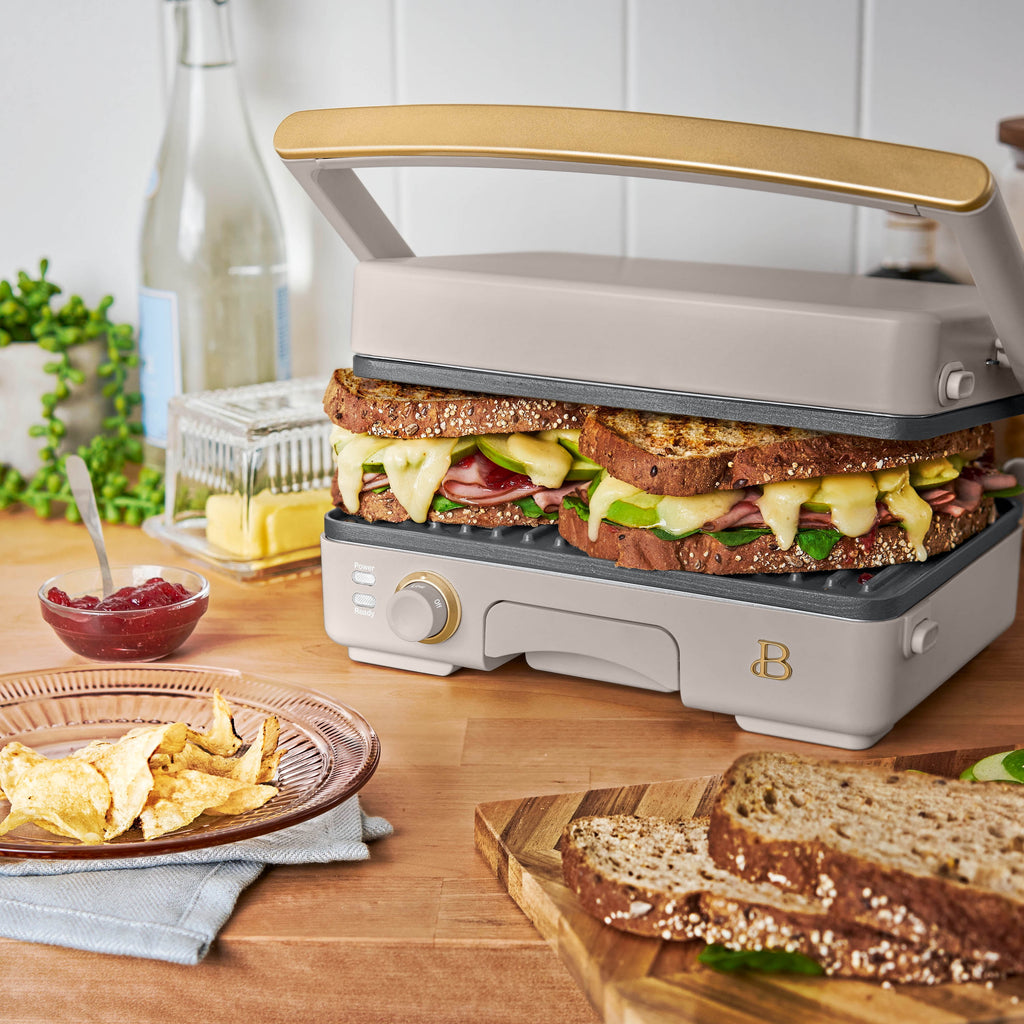 Beautiful 2-in-1 Panini Press & Grill with Detachable Plates - Porcini by Drew Barrymore