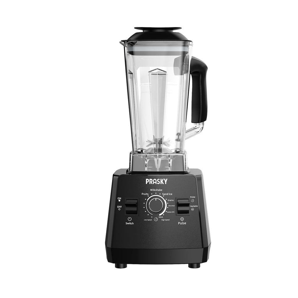 PRASKY Countertop Blender - 2-in-1 Professional Blender, 68oz Capacity 1000W 6 Speeds Blender for Kitchen with 25oz to-go Cup (Black)