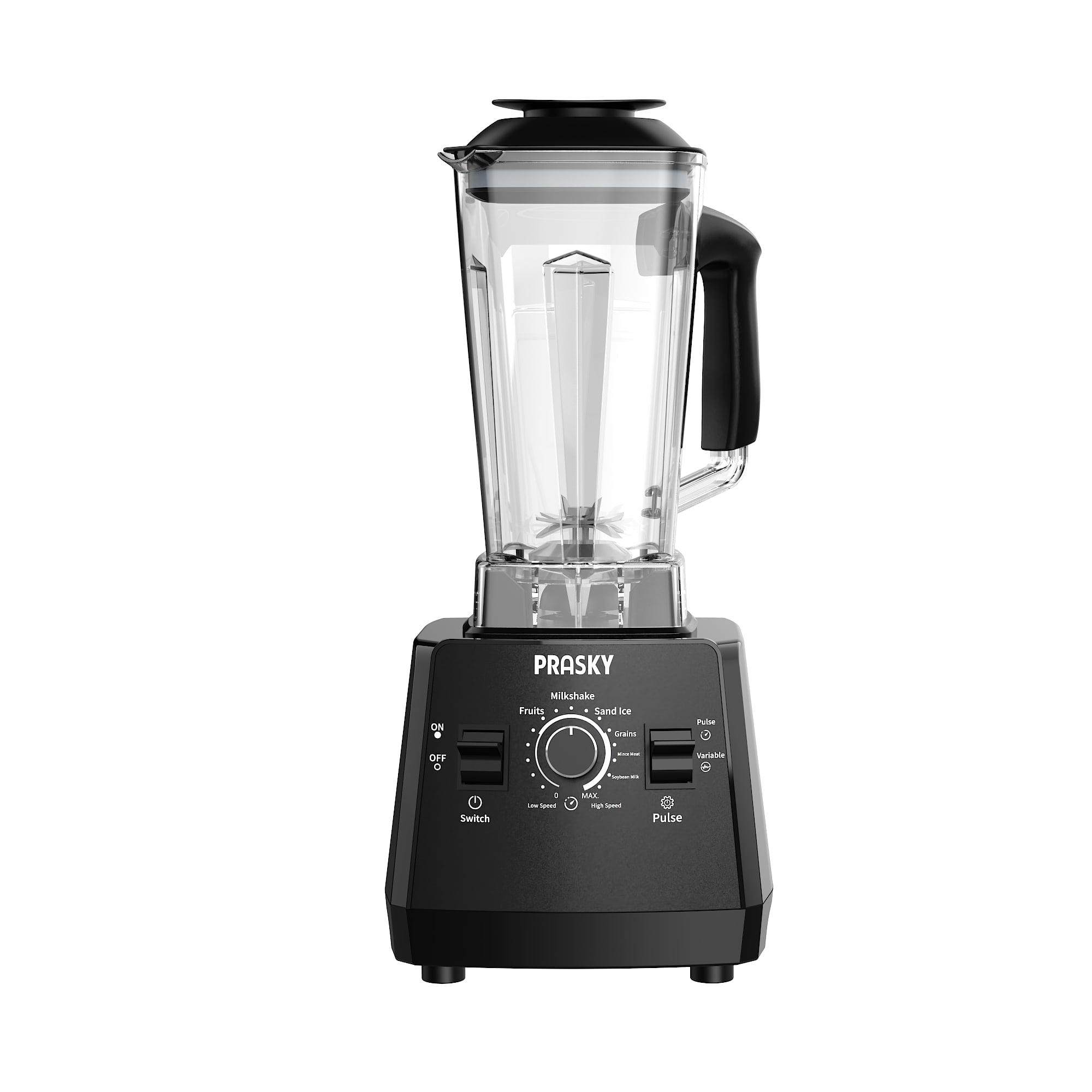 PRASKY Countertop Blender - 2-in-1 Professional Blender, 68oz Capacity 1000W 6 Speeds Blender for Kitchen with 25oz to-go Cup (Black)