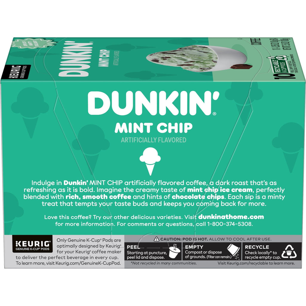 Dunkin’ Mint Chip Artificially Flavored Coffee - Keurig K Cup Pods, 10 Count Box