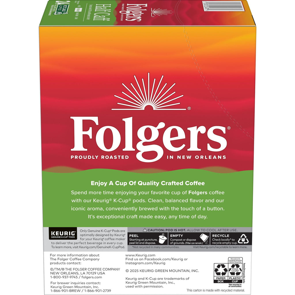 (Folgers 1/2 Caff Coffee - Medium Roast Coffee, Keurig K Cup Pods, 24 Count Box - 4-Pack