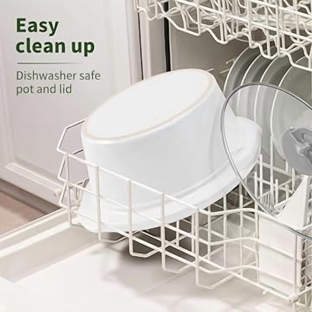 Slow Cooker 3.5 Quart - Dishwashers Safe Crock Ceramic Inner Pot and Glass Lid, White