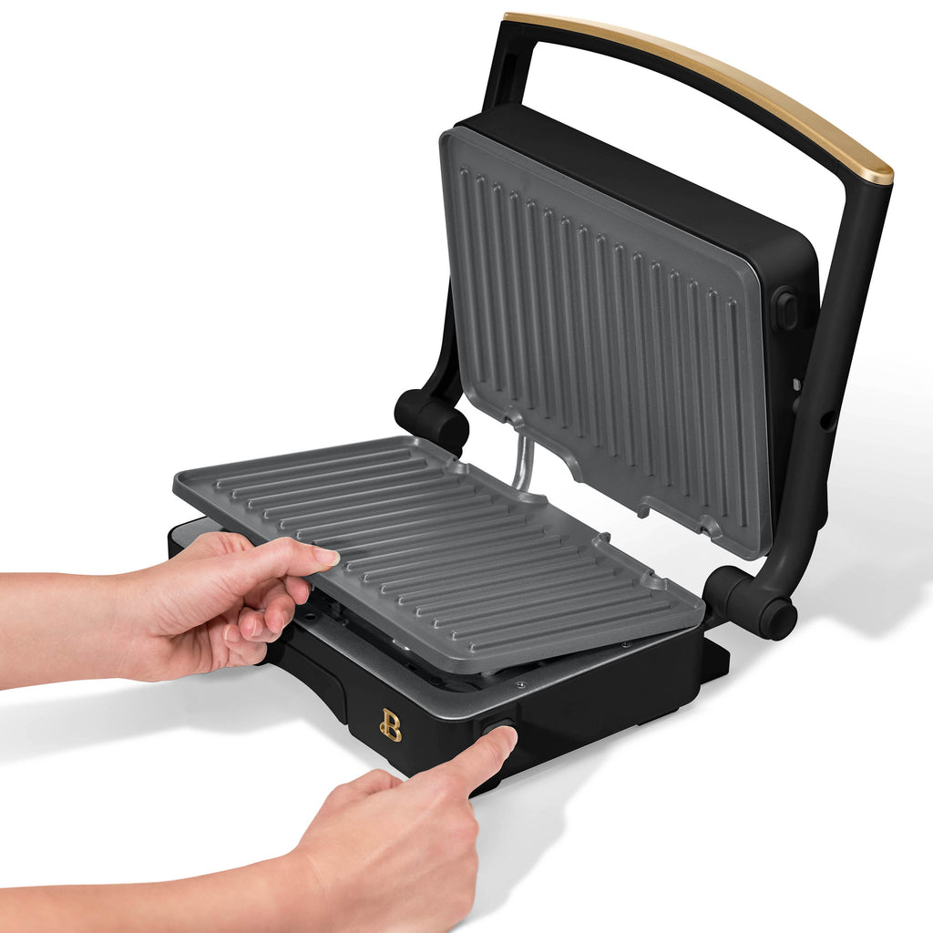 Beautiful 2-in-1 Panini Press & Grill with Detachable Plates - Black Sesame by Drew Barrymore