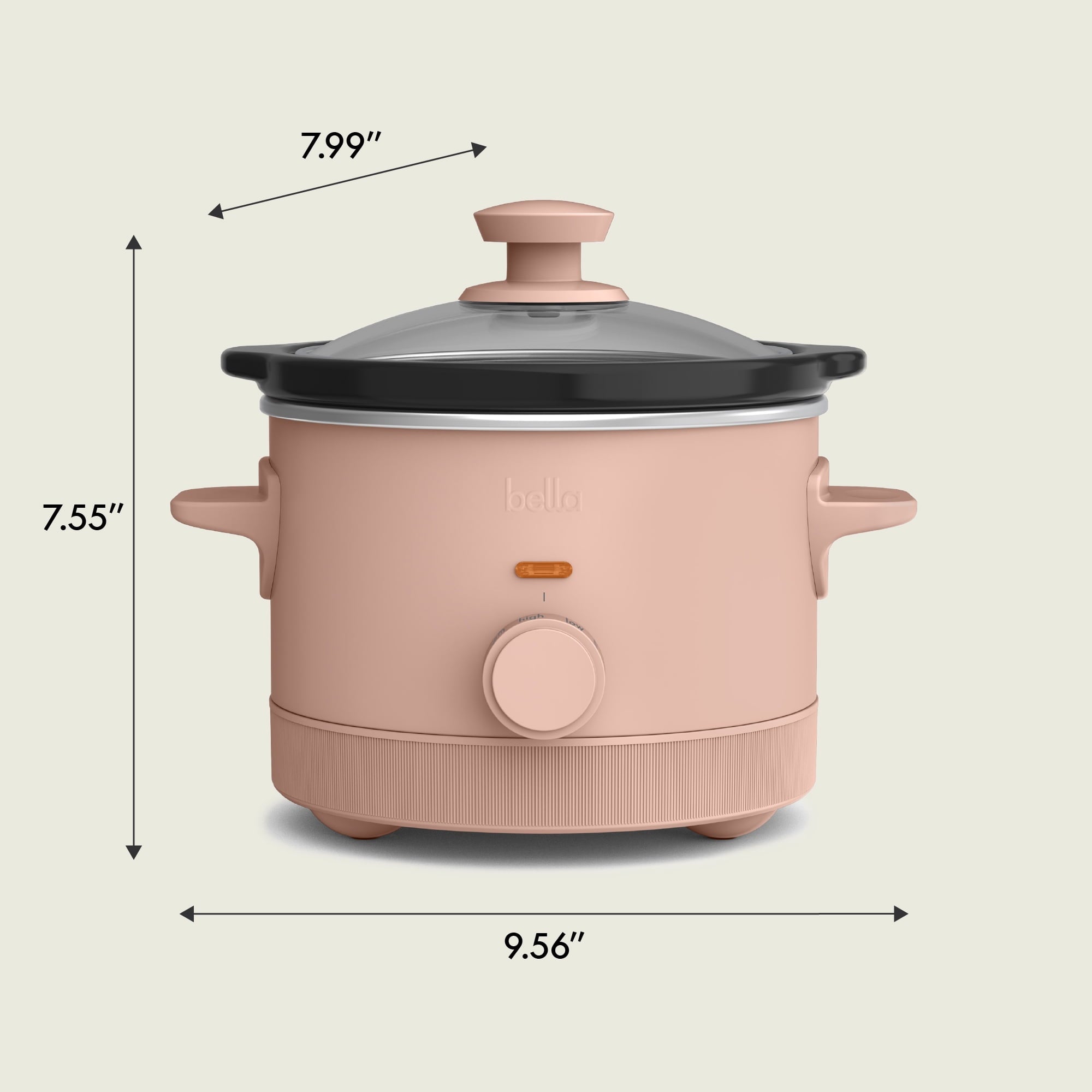 bella 1.5 Qt Manual Slow Cooker with 3 Heat Settings - Ceramic Nonstick Coating, Dishwasher Safe Pot & Tempered Glass Lid, Blossom