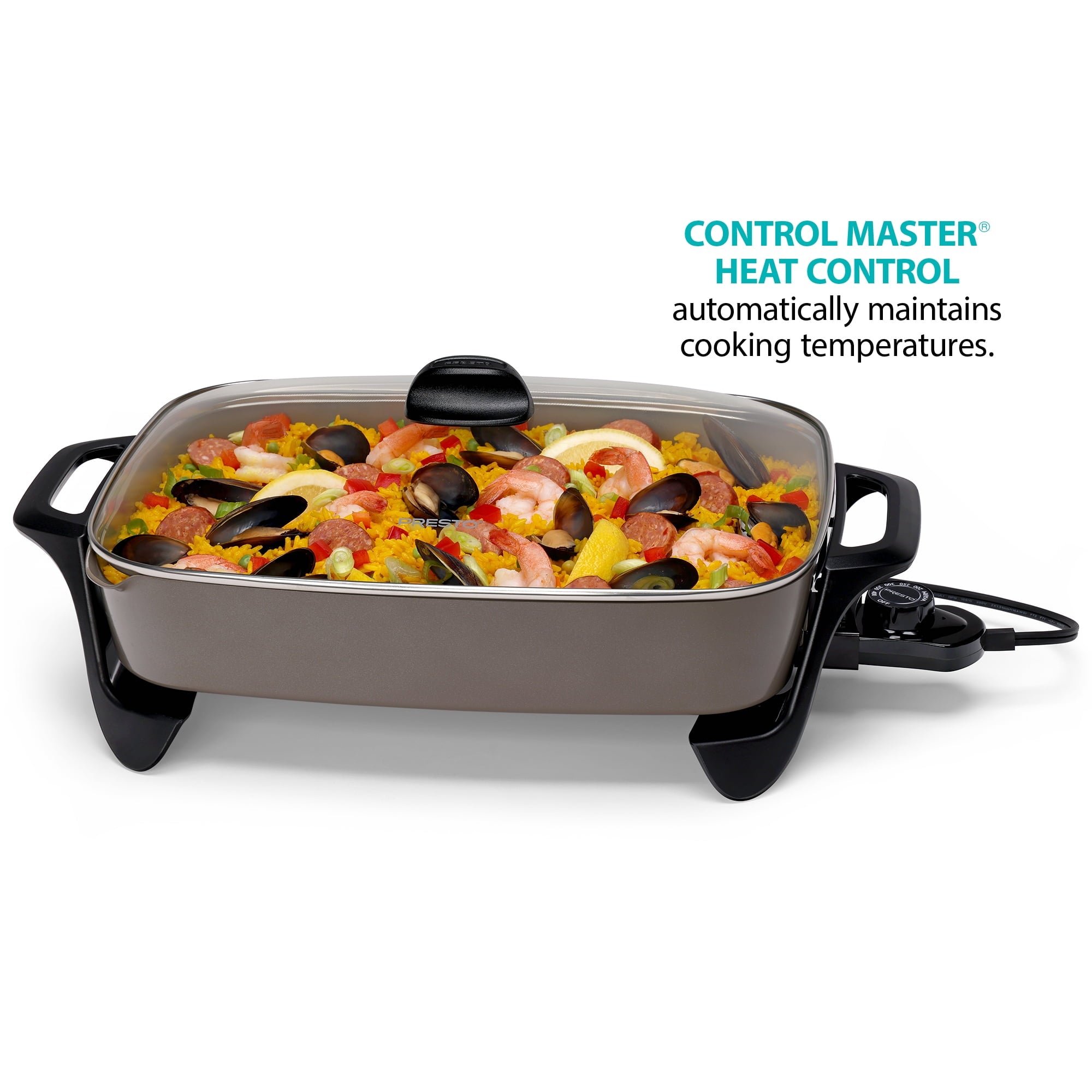 Presto 16" Ceramic Electric Skillet with Glass Cover - Silver 06860