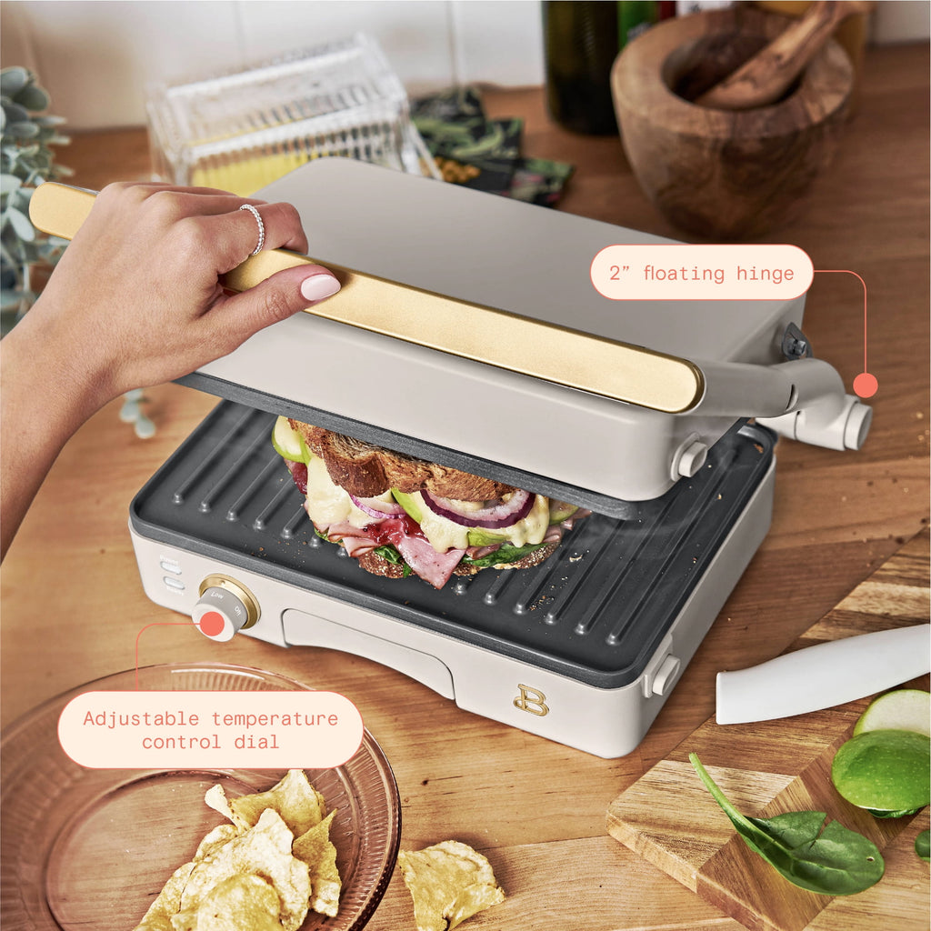 Beautiful 2-in-1 Panini Press & Grill with Detachable Plates - Porcini by Drew Barrymore
