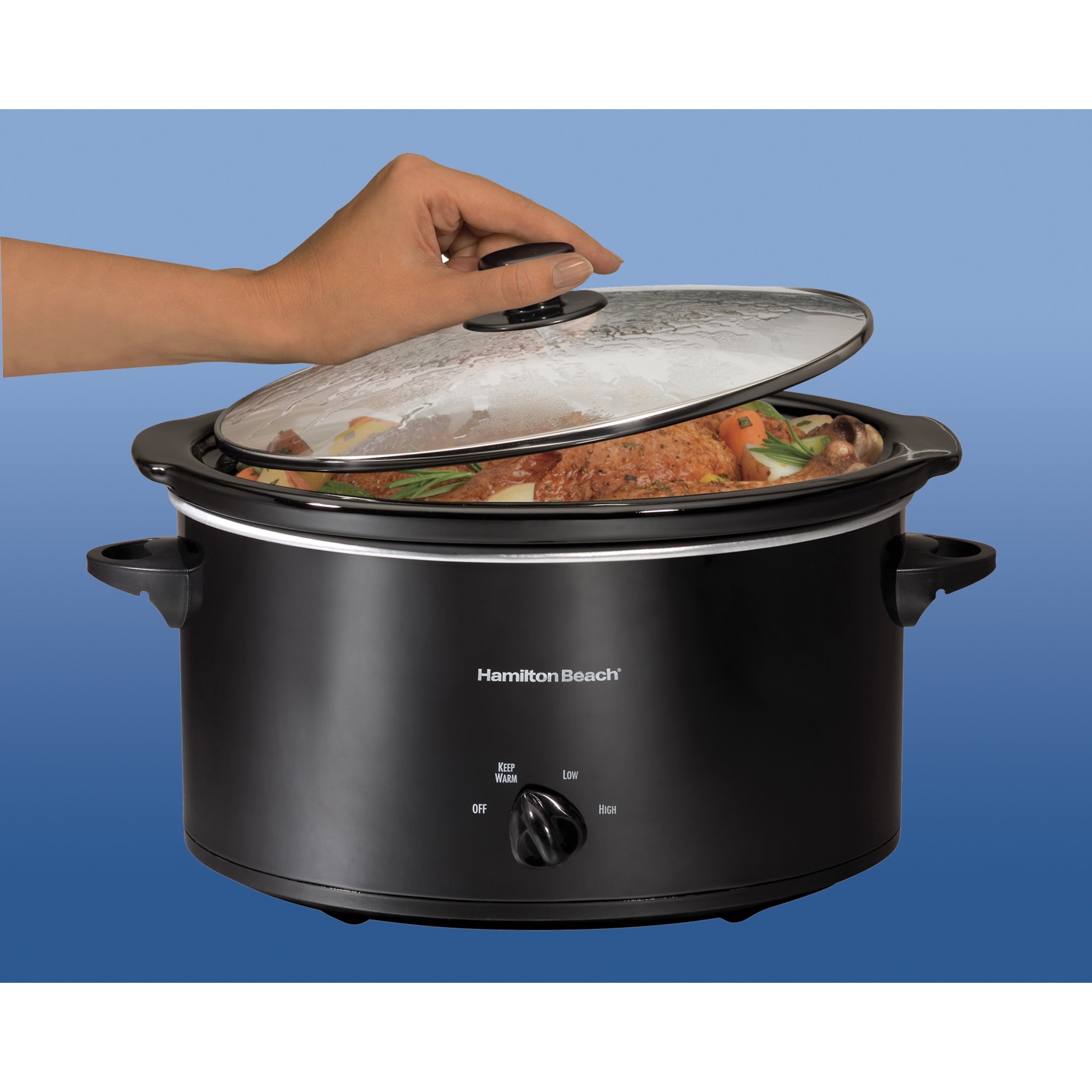 Hamilton Beach 5 Qt Slow Cooker - Stoneware Crock with Removable Pot, Black