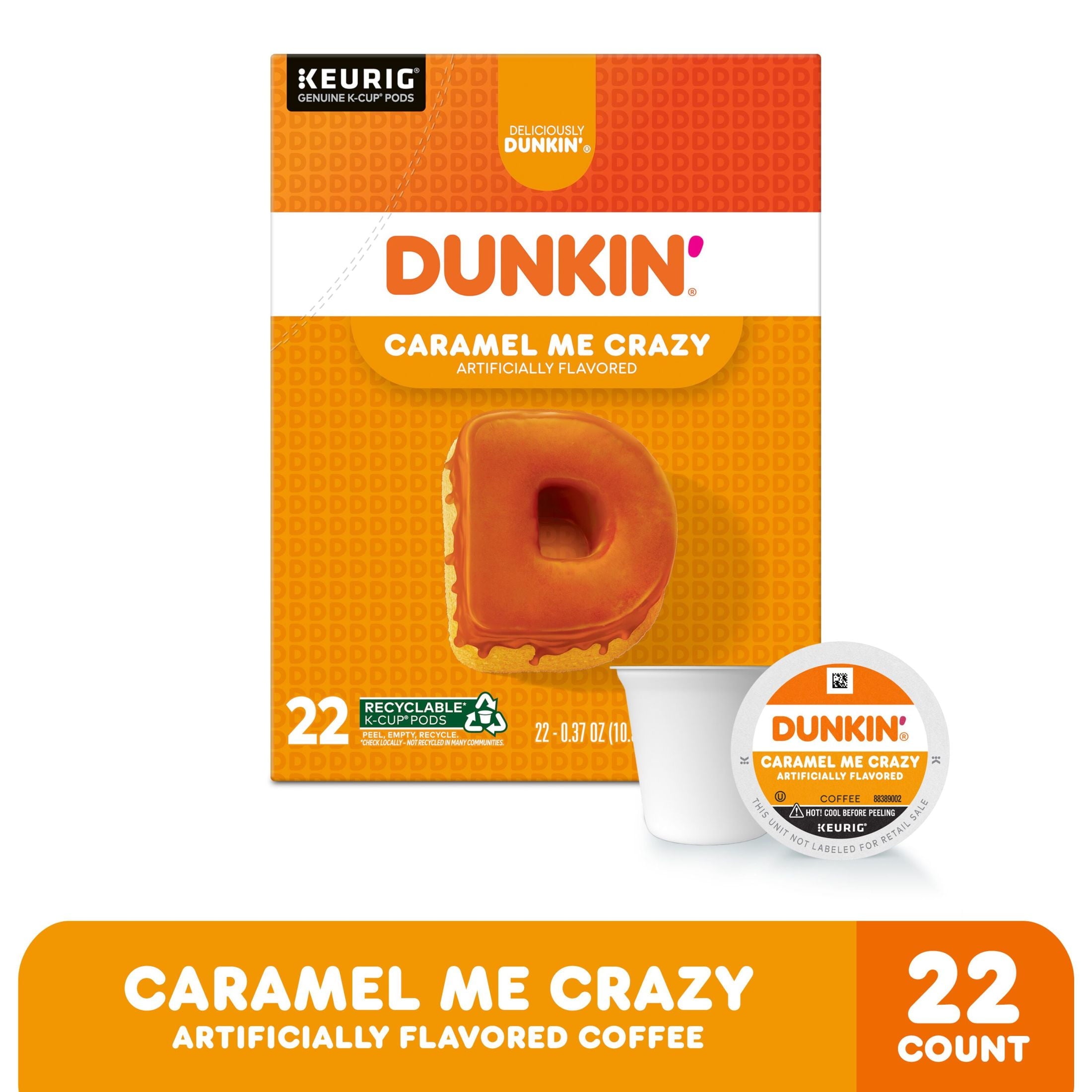Dunkin’ Caramel Me Crazy Coffee - Keurig K-Cup Pods, 22 Count Box