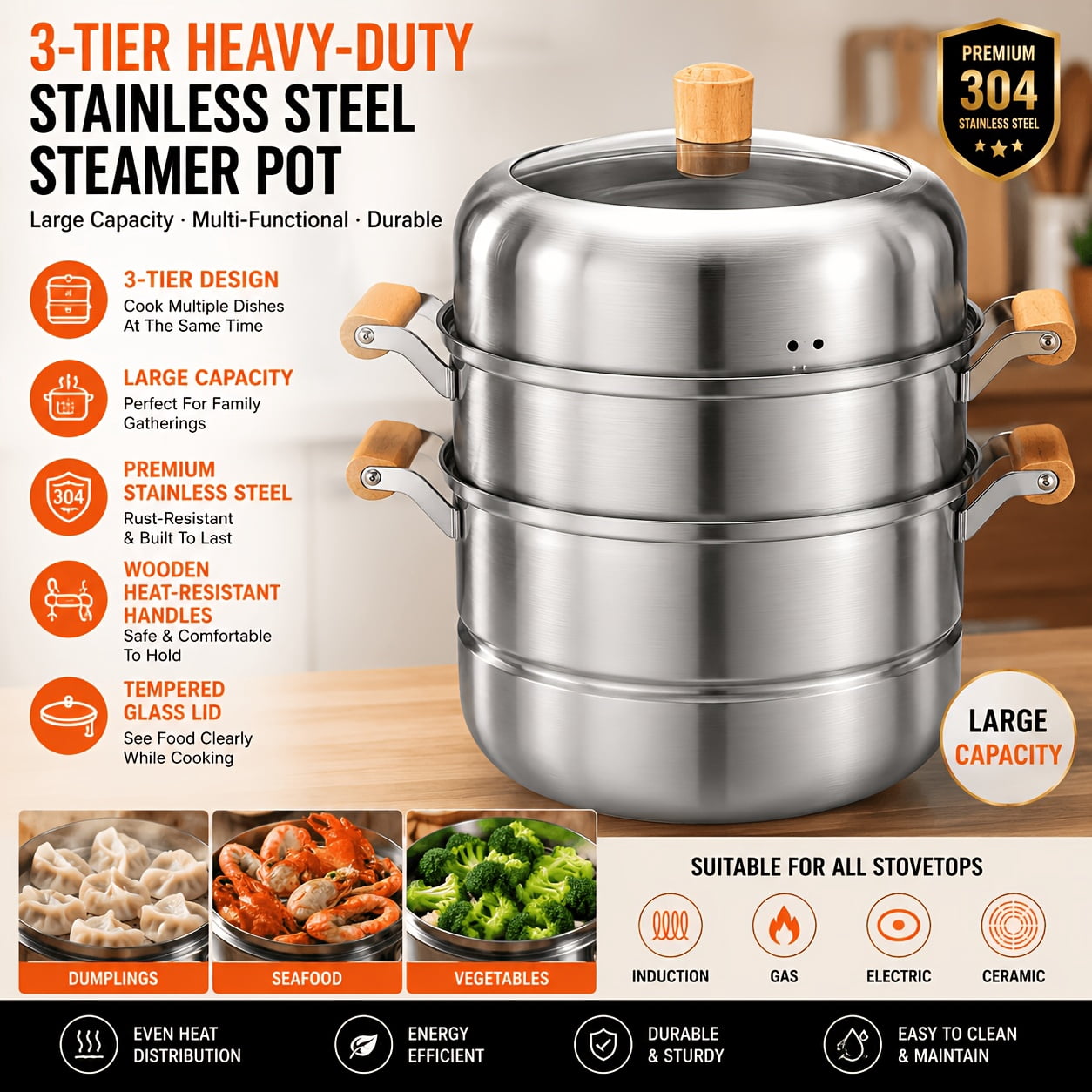 3-Tier Electric Food Steamers