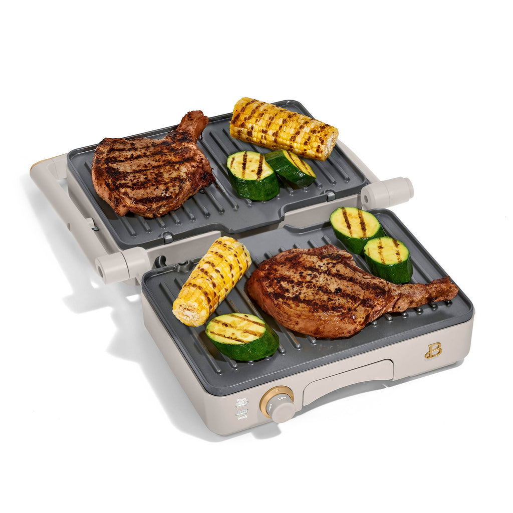 Beautiful 2-in-1 Panini Press & Grill with Detachable Plates - Porcini by Drew Barrymore