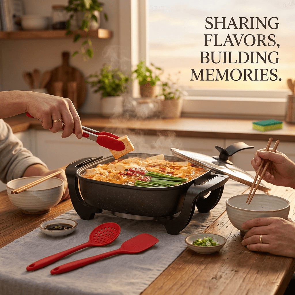 NKMY Kitchen Multi-Cooker: Non-stick - Adjustable Temp Electric Skillet. Fries, Stews, Steams. Fast Heat, Easy Clean. Ideal For Family Meals & Parties.