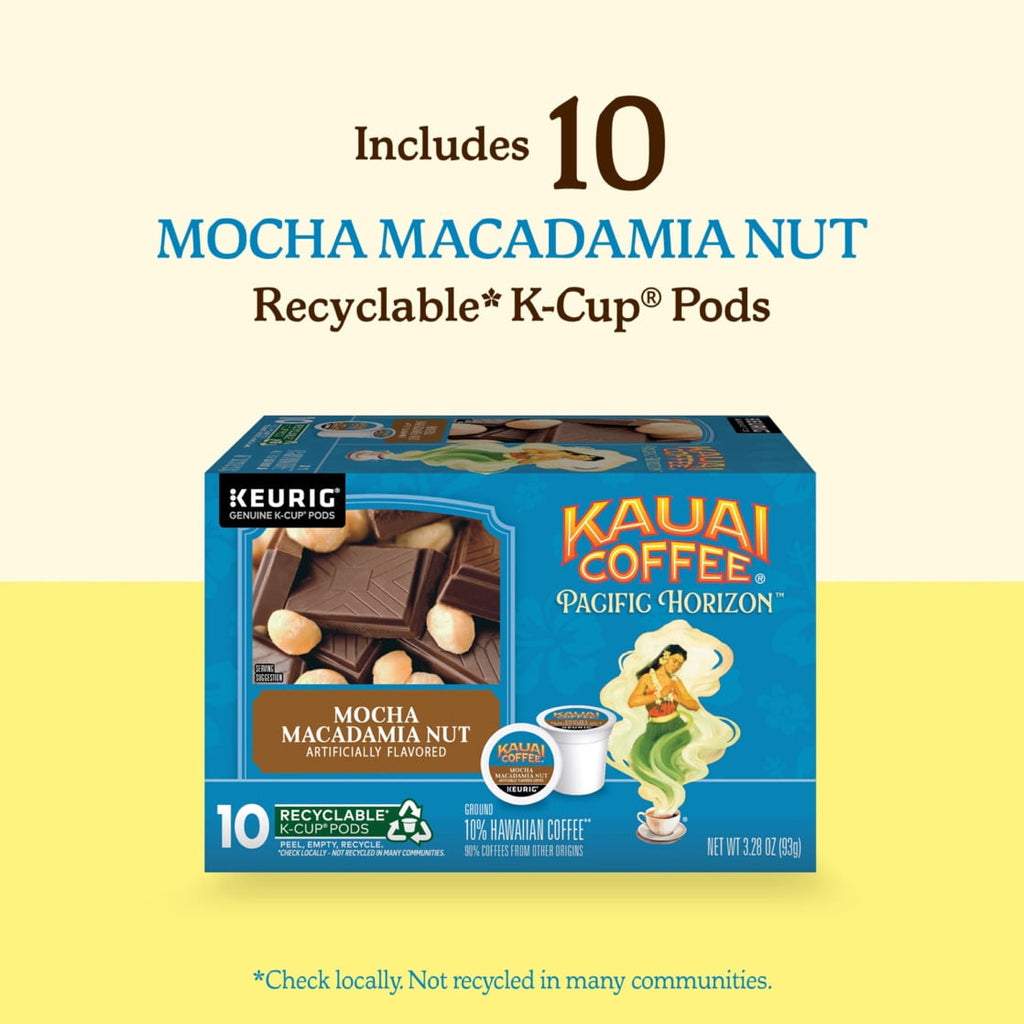 Kauai Coffee® Mocha Macadamia Nut Medium Roast Arabica - Keurig® K-Cup® Pods, Pack of 10