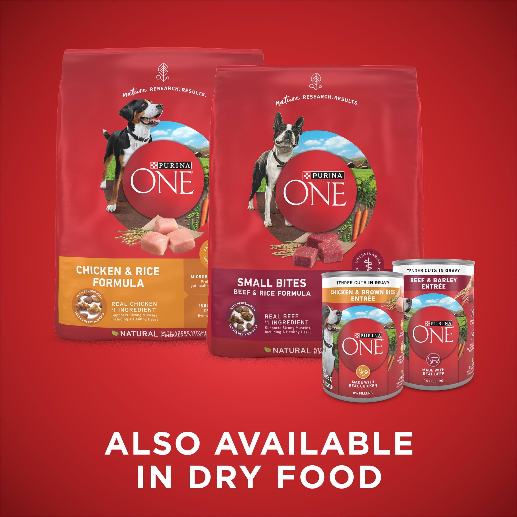 Purina ONE Tender Cuts in Gravy Chicken and Brown Rice and Beef and Barley Entrees High Protein Wet Dog Food Variety Pack - 13 oz Cans