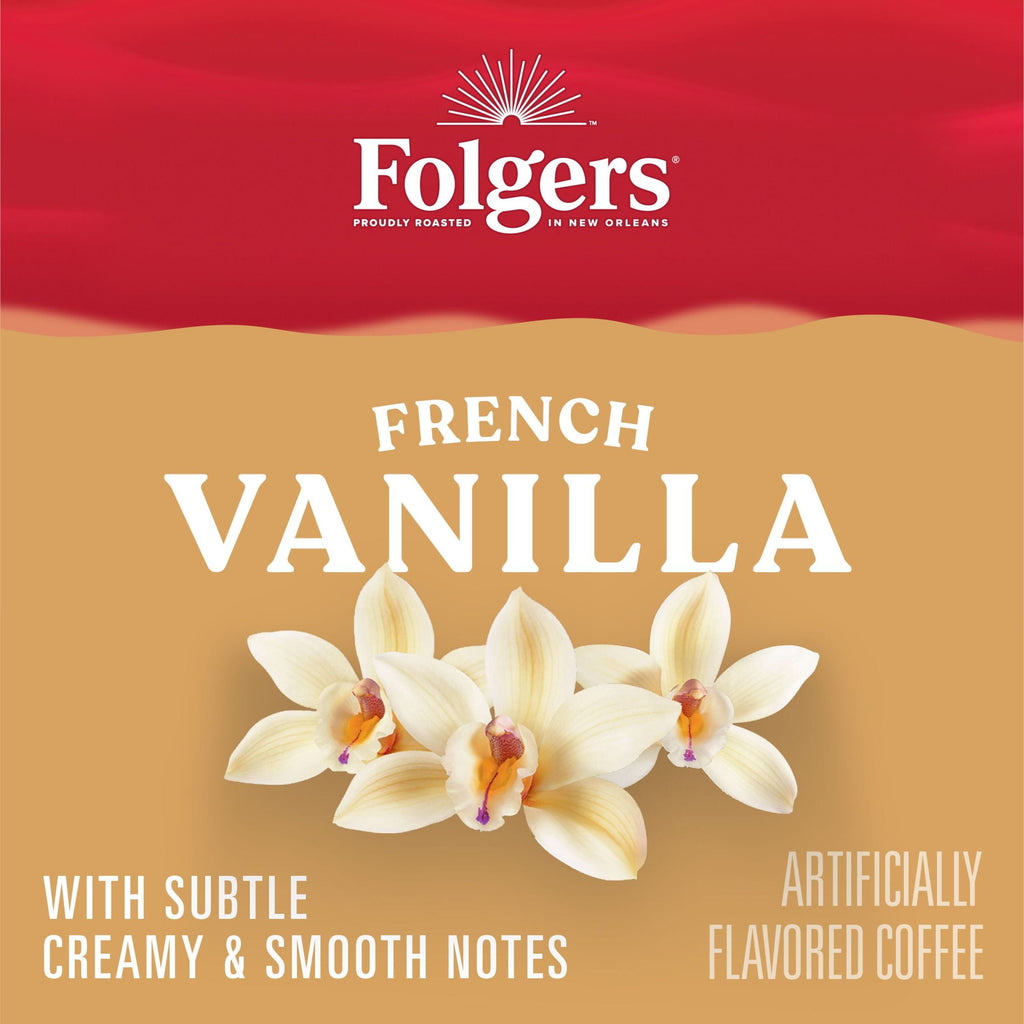 Folgers French Vanilla Artificially Flavored Coffee - Mild Roast, Keurig K Cup Pods, 24 Count Box