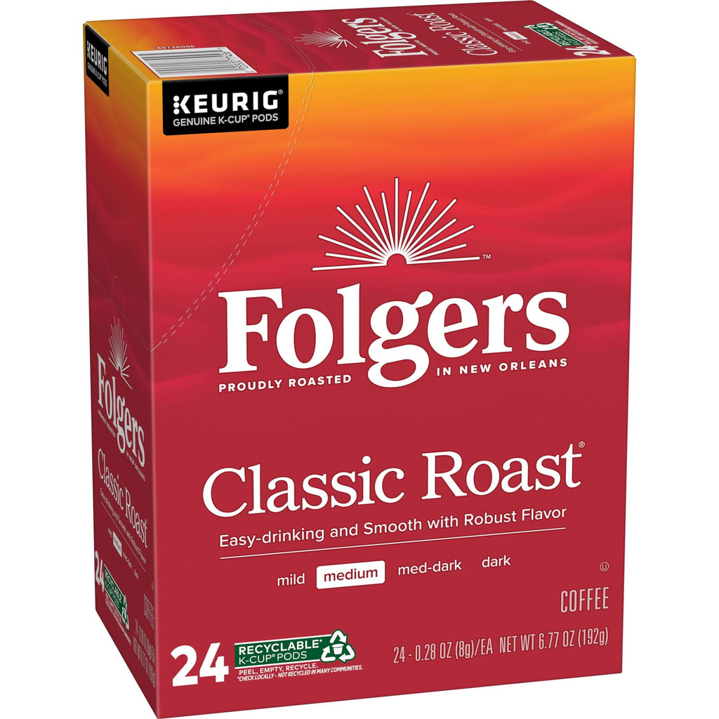 Folgers Classic Roast - Medium Roast Coffee, Keurig K Cup Pods, 24 Count Box - 4-Pack