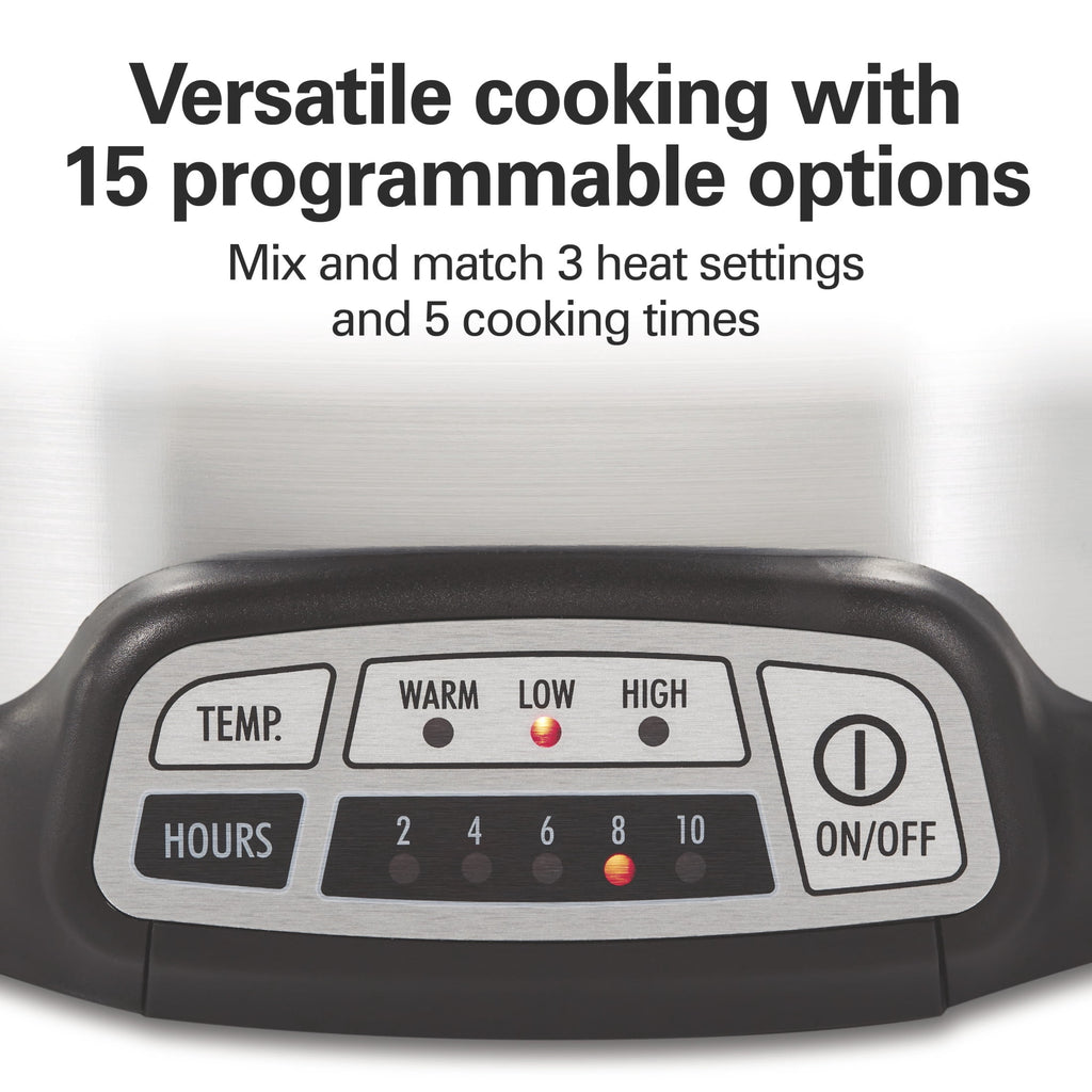 Hamilton Beach 7 Qt Programmable Slow Cooker - Stoneware Crock with Removable Pot, Stainless Steel