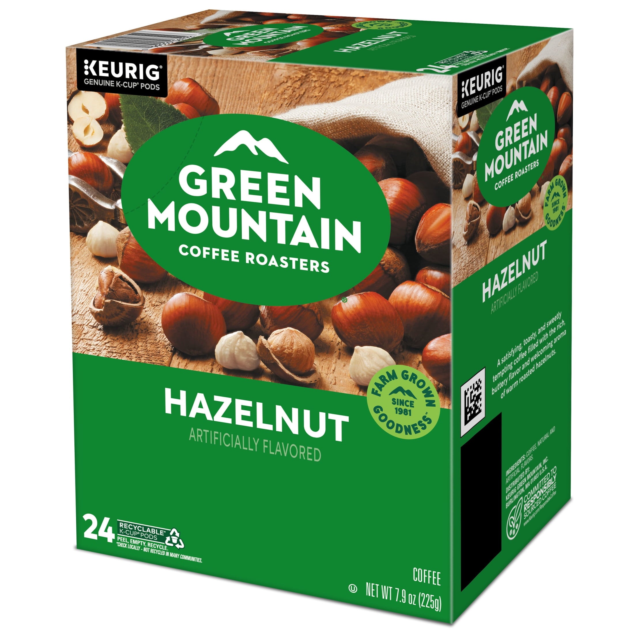 Green Mountain Coffee Hazelnut Flavored K-Cup Pods - Light Roast, 24 Count for Keurig Brewers