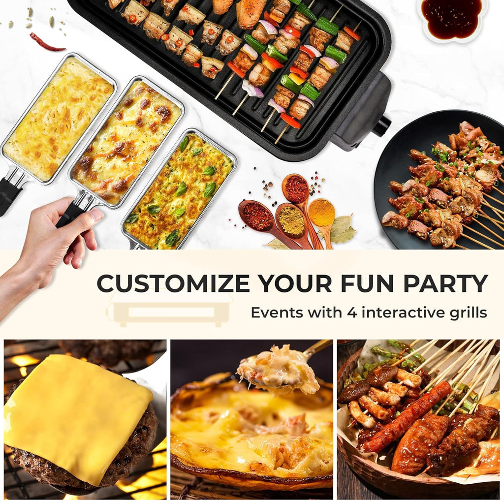 Electric Indoor Grill - 2 in 1 Indoor Grills for Kitchen with Grill Net & Non-Stick Cooking Removable Plate, Temperature Control, Dishwasher Safe, 1500W Smokeless barbecue